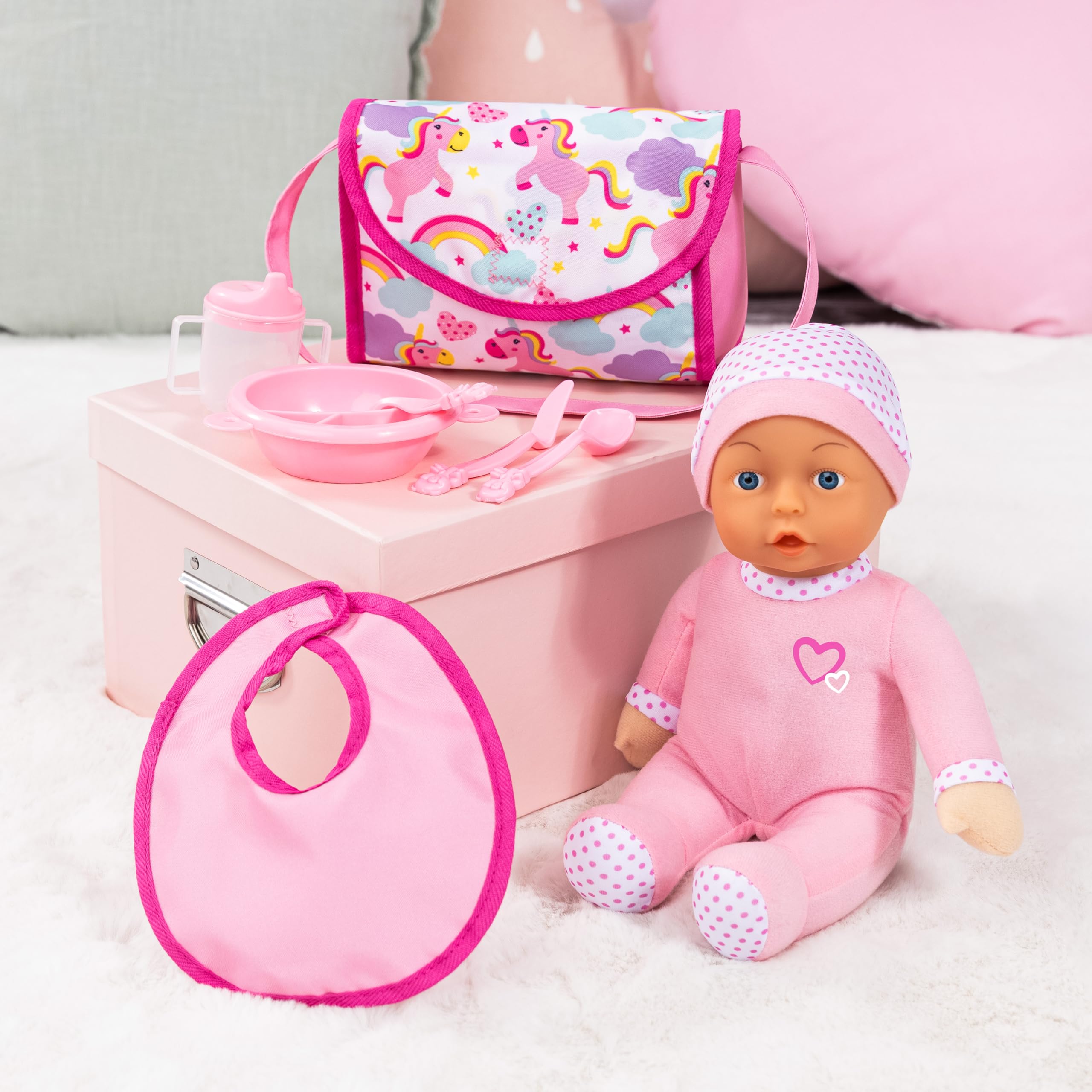 Bayer Design 30585AB passeggino pieghevole per bambole, bambola, borsa, accessori, fasciatoio