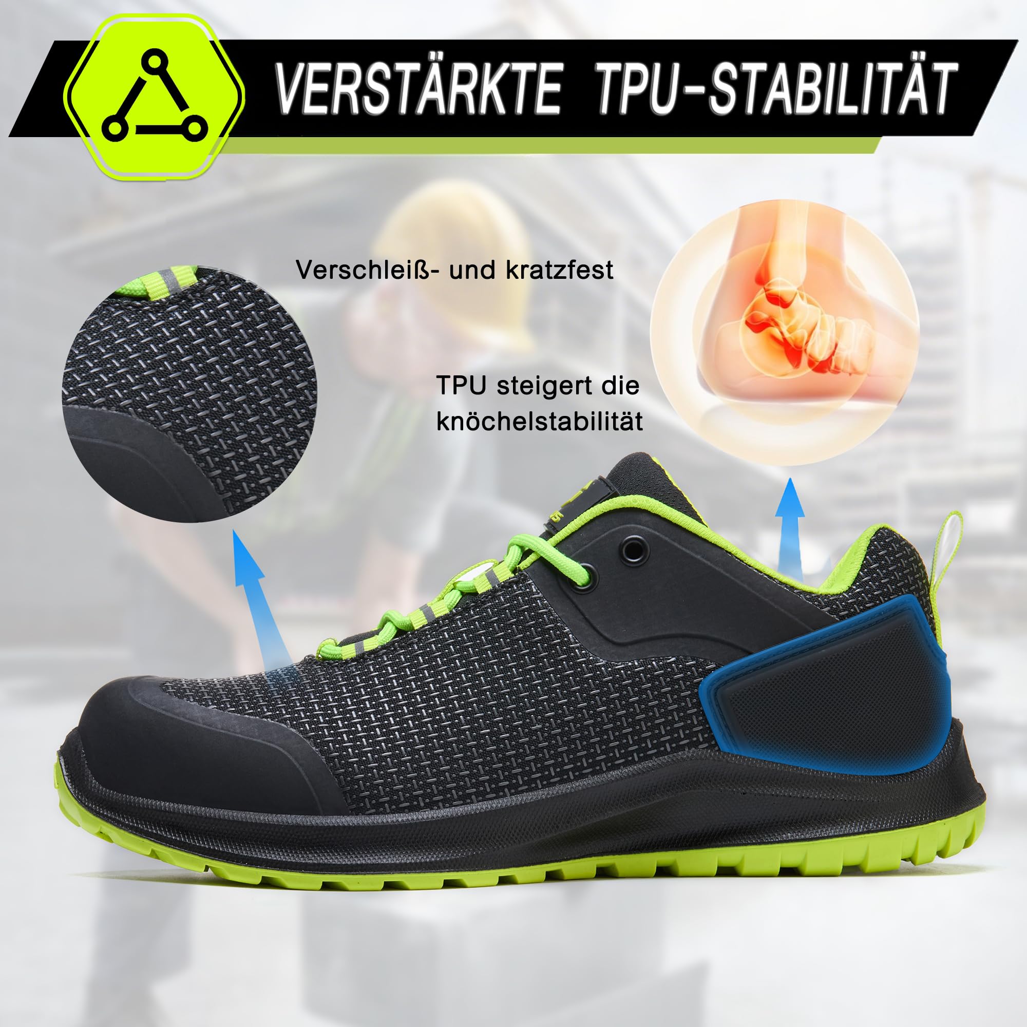 ISOOUS Sicherheitsschuhe S3 ESD Herren Damen wasserdichte rutschfeste Arbeitsschuhe SRC FO Metallfrei Sportlich