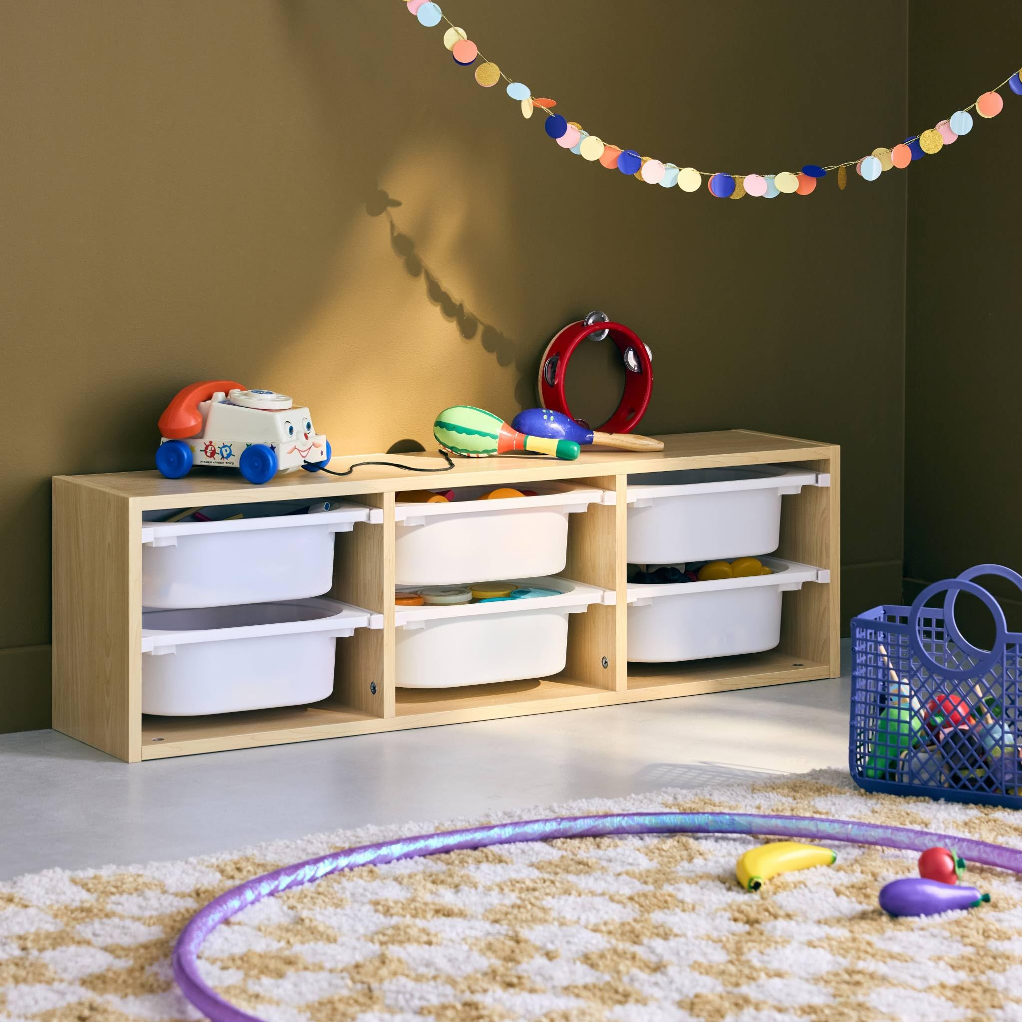 Sweeek Unidad de almacenamiento para niños 6 cubos Sora Natural 97.5x21x29.4 cm