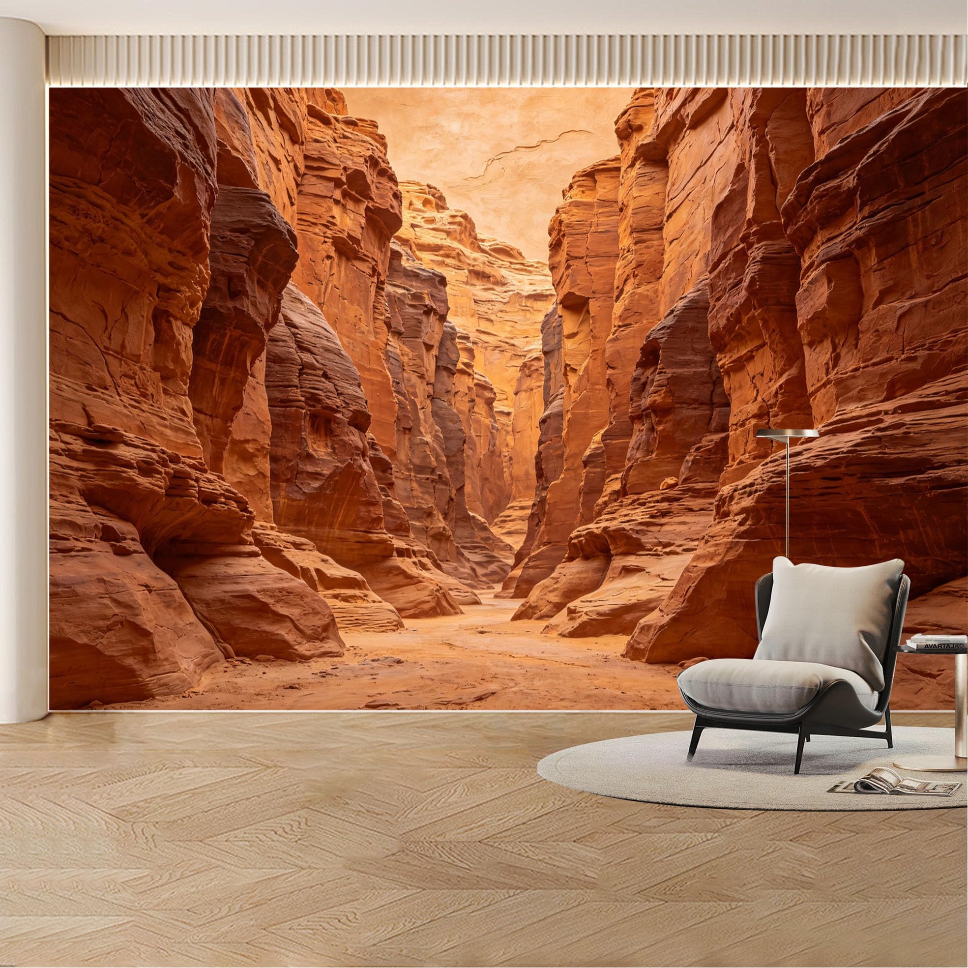 Custom Wall Mural Wallpaper Desert Canyon Landscape， 3D Effect， Large Wall Art， Wall Decor， Nature， Luxury， Sunset Removable SelfAdhesive Large Photo for Living Room， Bedroom， Office