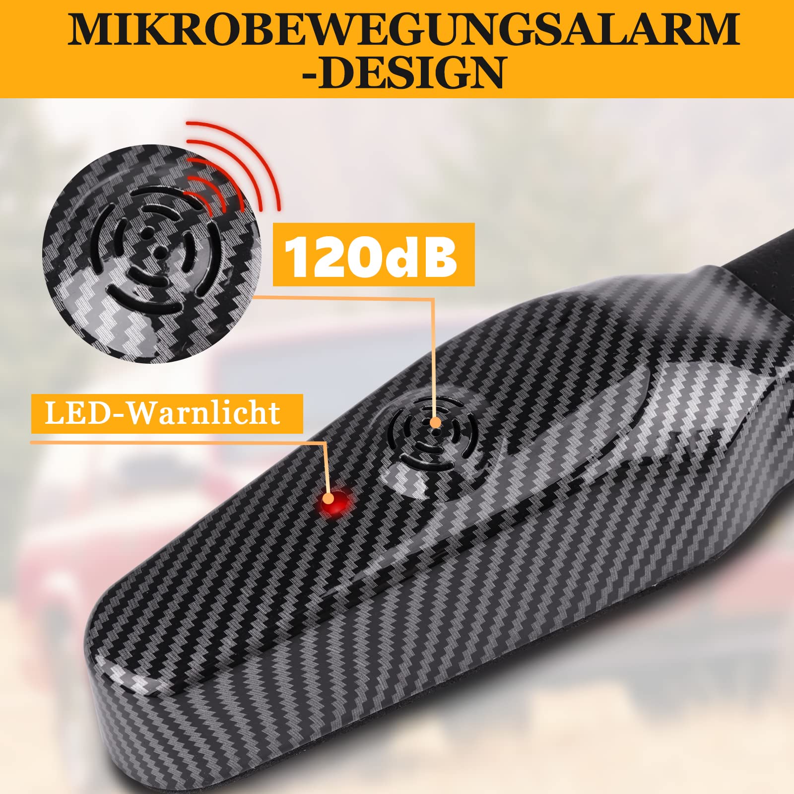 Tevlaphee Riegel Lenkradkralle mit Alarm, 120dB, Lenkradschloss, Lenkradsperre, Lenkradkralle für Auto, Einziehbare, Universelle Passform, Silber