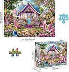 Jigsaw Puzzles for Adults 1000 Pieces, Interlock Perfectly Letter on Back No Dust, Home Decor Birthday Party Gift Toy, 1:1 Poster - Pink Flower Room