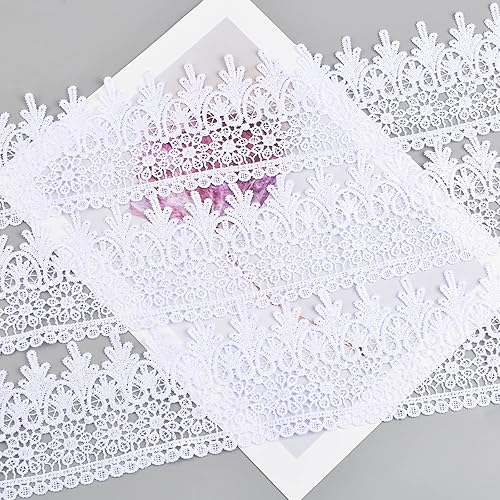 Miniatura 4 de Borde de encaje para costura, cinta blanca de 5 yardas de ancho, para adornos de vestidos de novia y decoración de fiestas