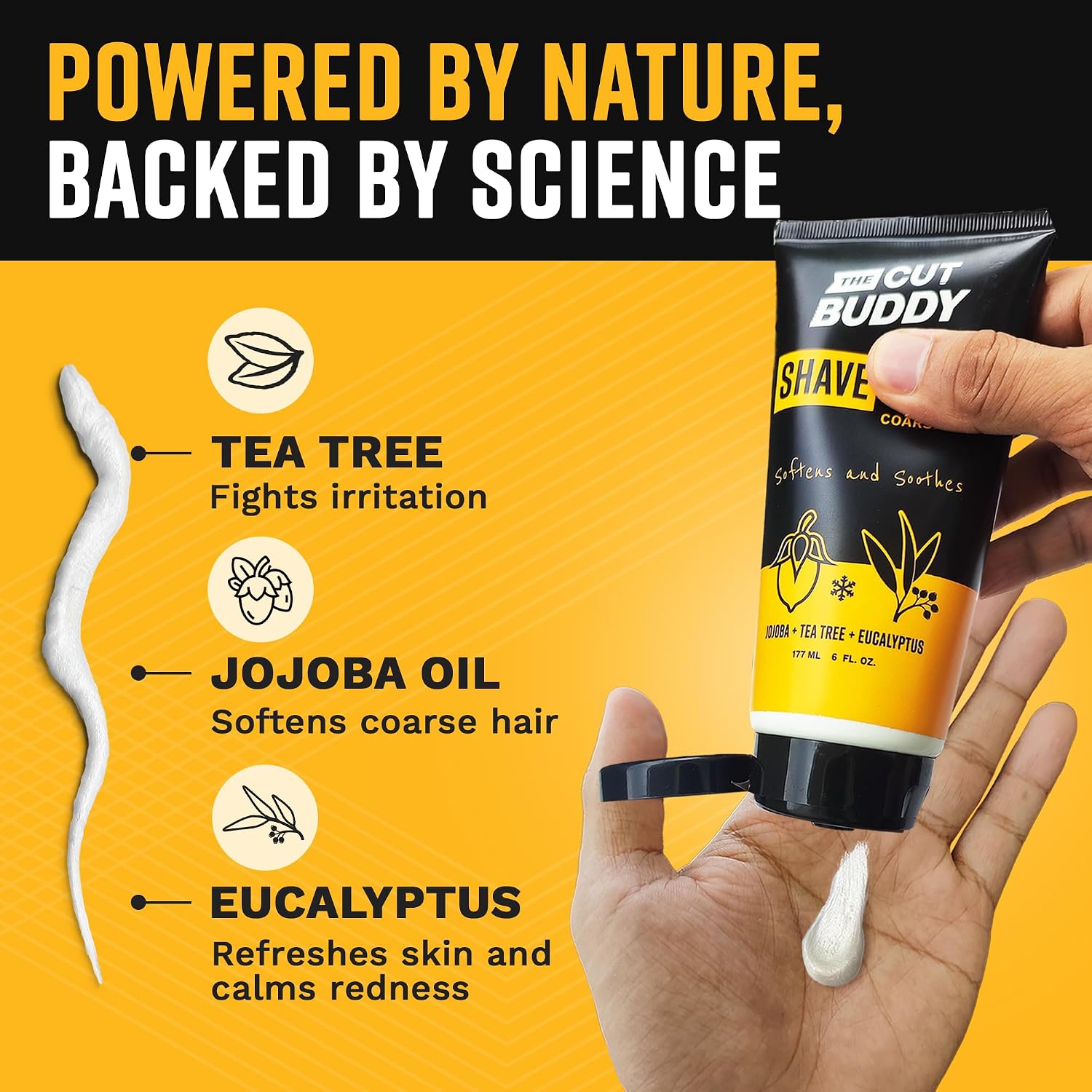The Cut Buddy Foaming Shave Cream for Men & Women, Softens & Soothes Coarse Hair - 6 fluid ounces, White