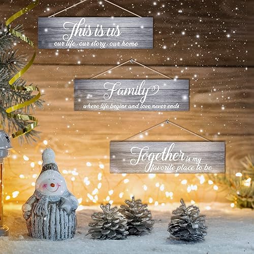 Miniatura 7 de Letrero de madera con texto en inglés "This is Us", decoración rústica para el hogar, decoración de pared para sala de estar, cocina, dormitorio,