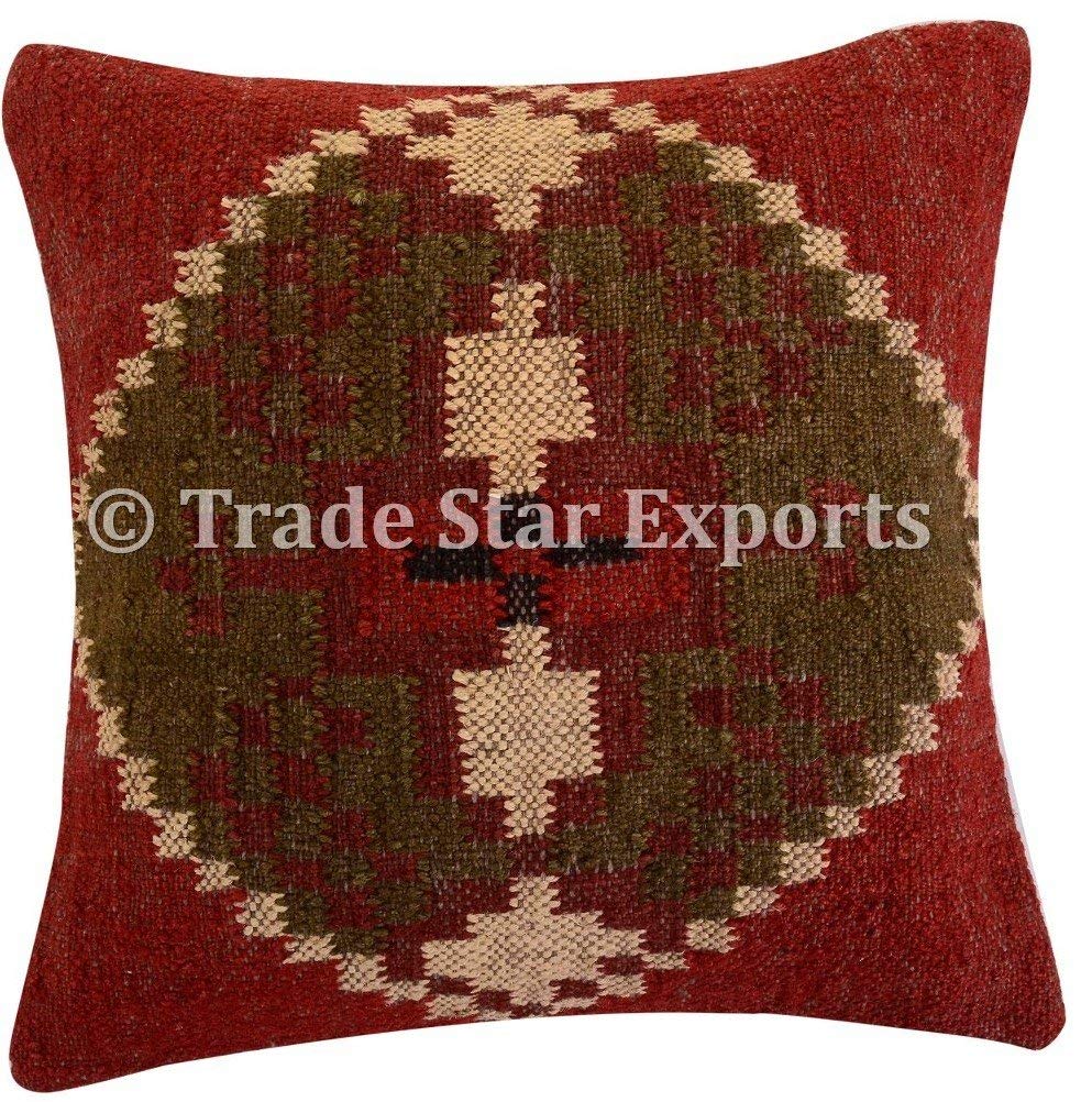 Trade Star - Juego de 4 fundas de cojín hechas a mano,cojín de decoración para el hogar para sala de estar,cojín de 18 "x 18" pulgadas para sofá,cojín kilim,funda de cojín de yute