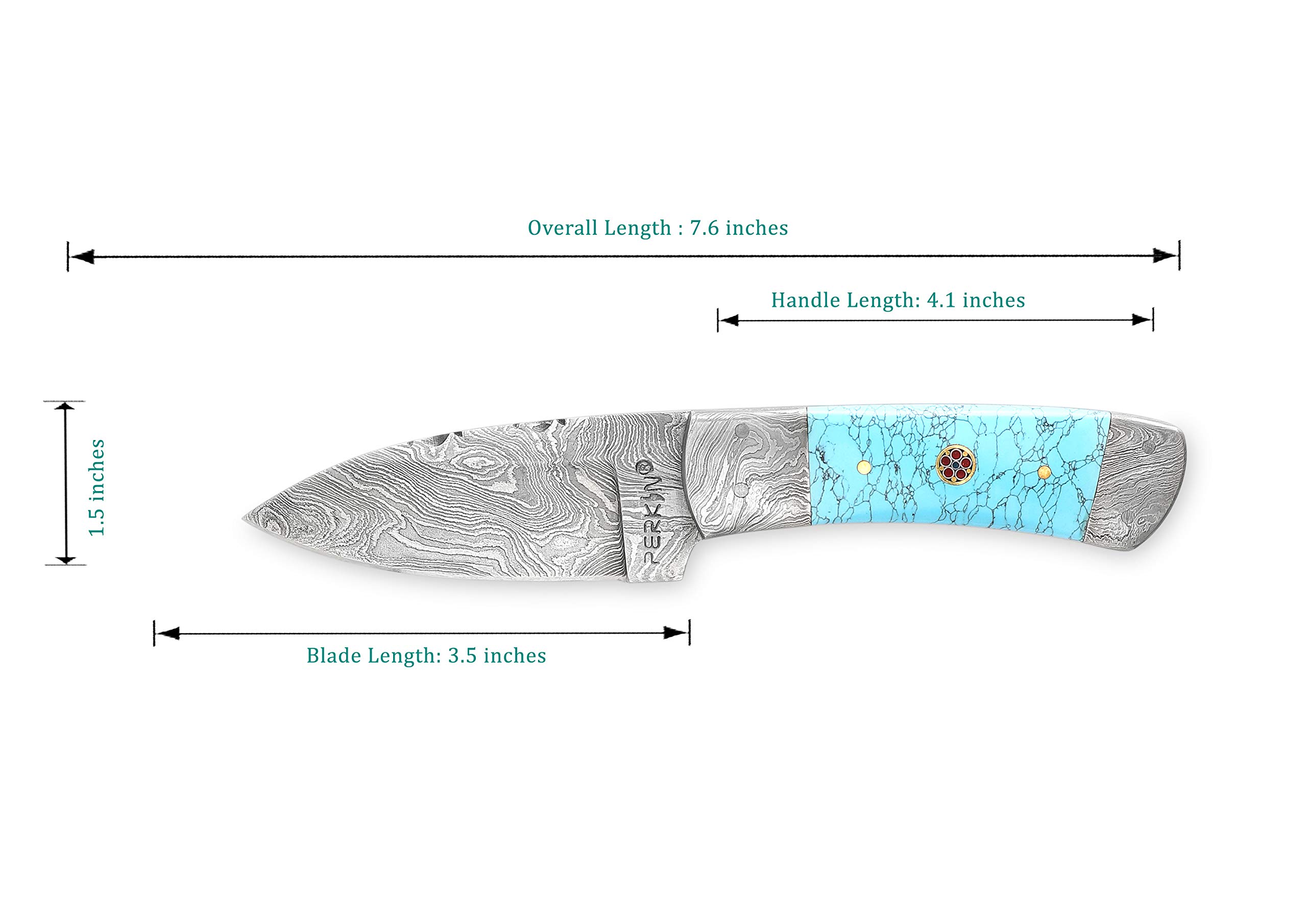 Perkin knives damasceński nóż myśliwski ze skórzanym etui