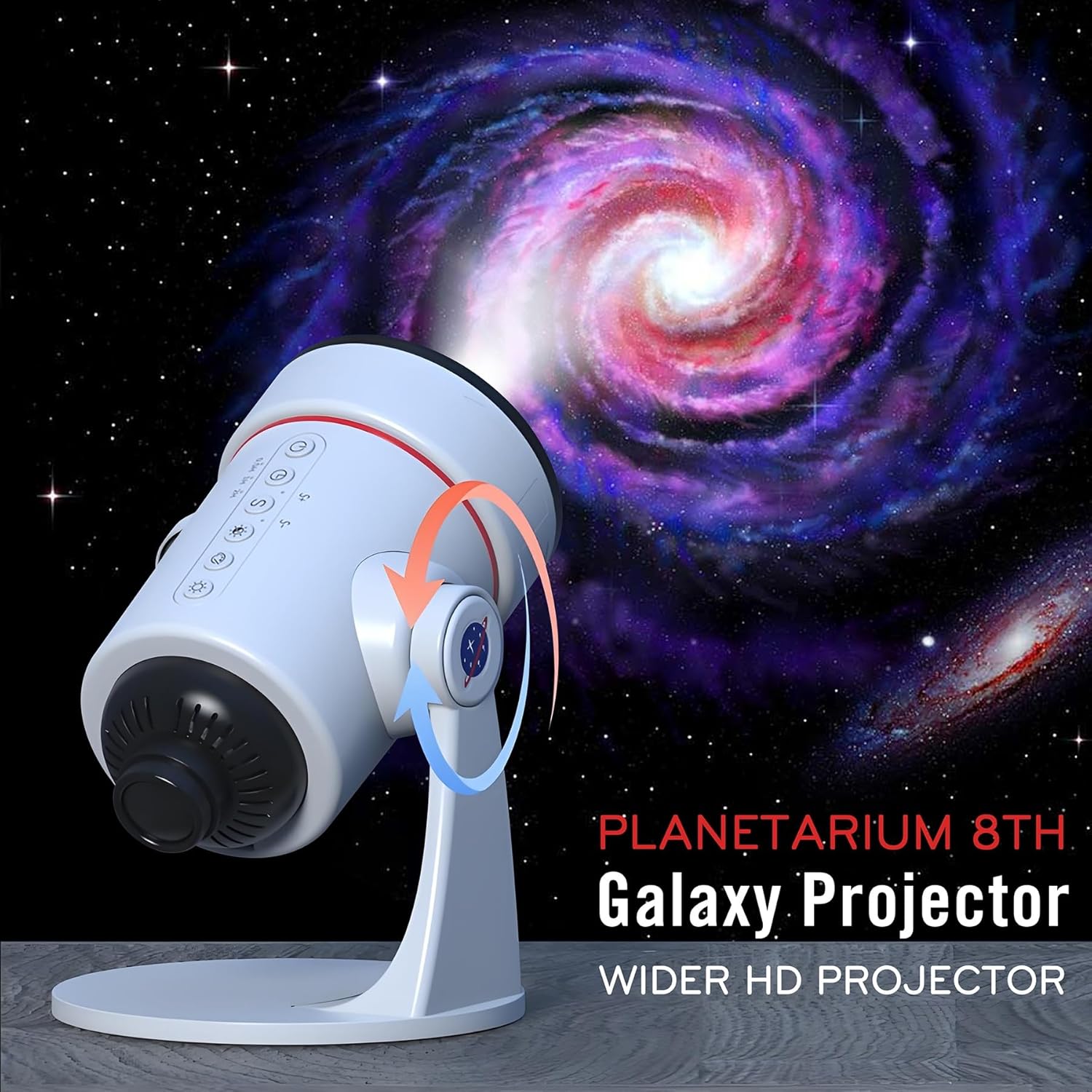 Galaxy Projector Upgraded 4K HD Star Projector Lens - Wider Sharper Projection, 10 Nebula Theme Discs, 0.5/1/2/Timer off, 8 LED Color Night Light, 360° Rotation, Valentines Day Gifts for Kids, White