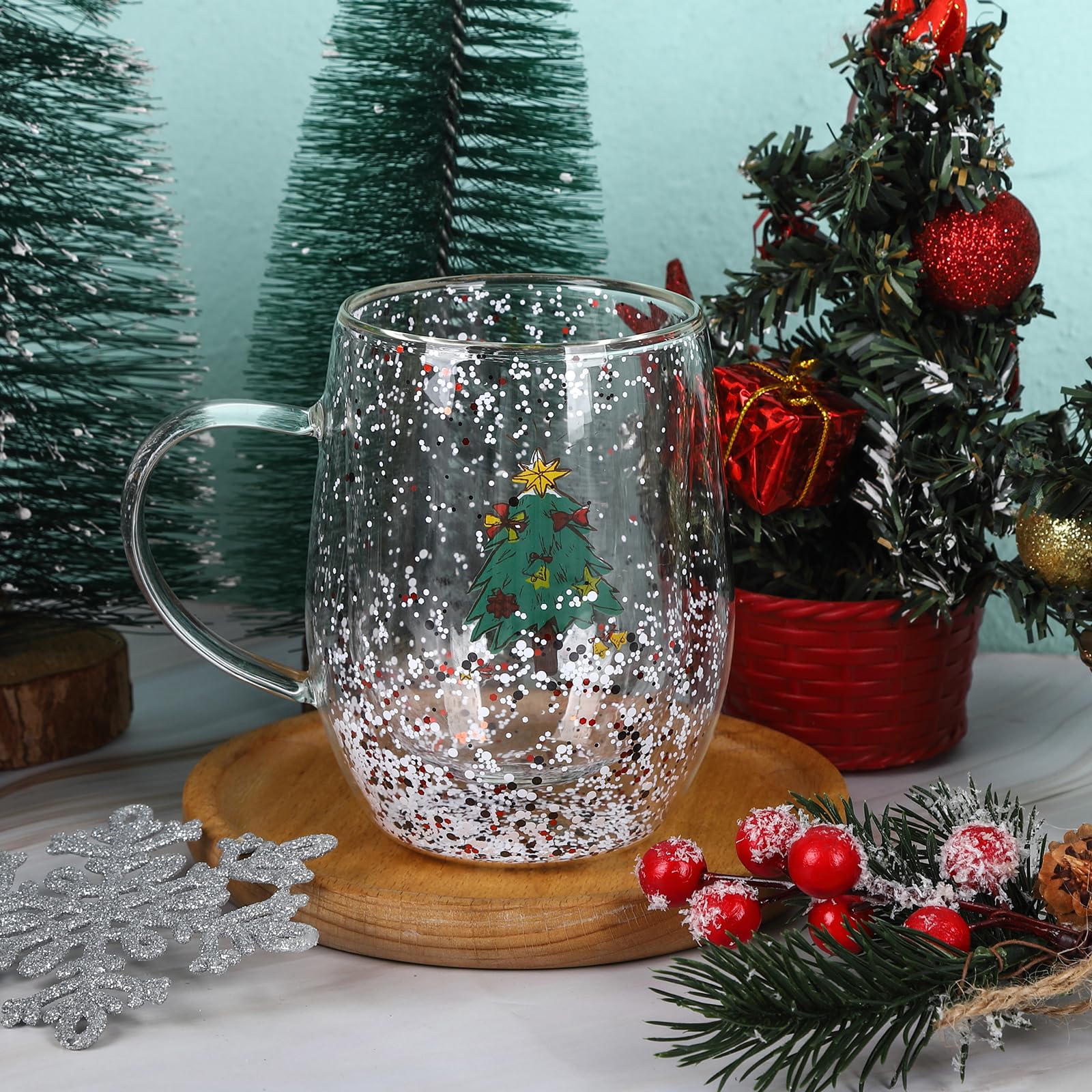 Dubbelwandige Keramische Mok Espresso-geïsoleerd Glas, Kerstboomvorm, Porselein Koffie Melk, Theekopjes, Kantoor voor Kerstmis, Thanksgiving, Verjaardag (Kleur B Dubbelwandige Keramische Mok Espresso-geïsoleerd Glas, Kerstboomvorm, Porselein Koffie Melk, Theekopjes, Kantoor voor Kerstmis, Thanksgiving, Verjaardag (Kleur B