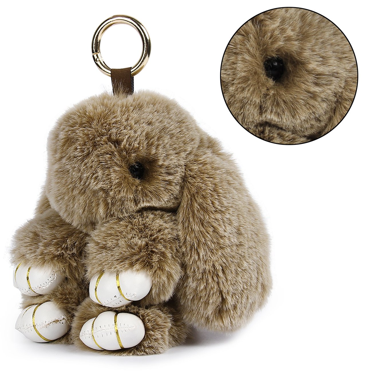 Amazon.co.jp: SOROY ふわふわ ファー ウサギ キーホルダー 可愛い  