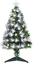 HOMCOM Artificial Christmas Tree with 90 Branches, 14 Bulbs, Stand and Shiny Star at the Top, 90H cm
