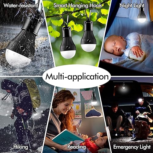Miniatura 5 de Lámpara de tienda de campaña LED portátil, 5 paquetes de luces de emergencia de huracanes, bombilla LED para camping, tienda de campaña, linterna de
