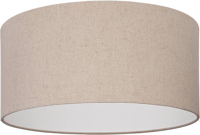 Eglo Feniglia Lámpara de techo redonda, adecuada para colocar en el salón y el dormitorio, fabricada en lino de color natural y metal en color negro, con portalámparas E27 y un diámetro de Ø 47,5 cm