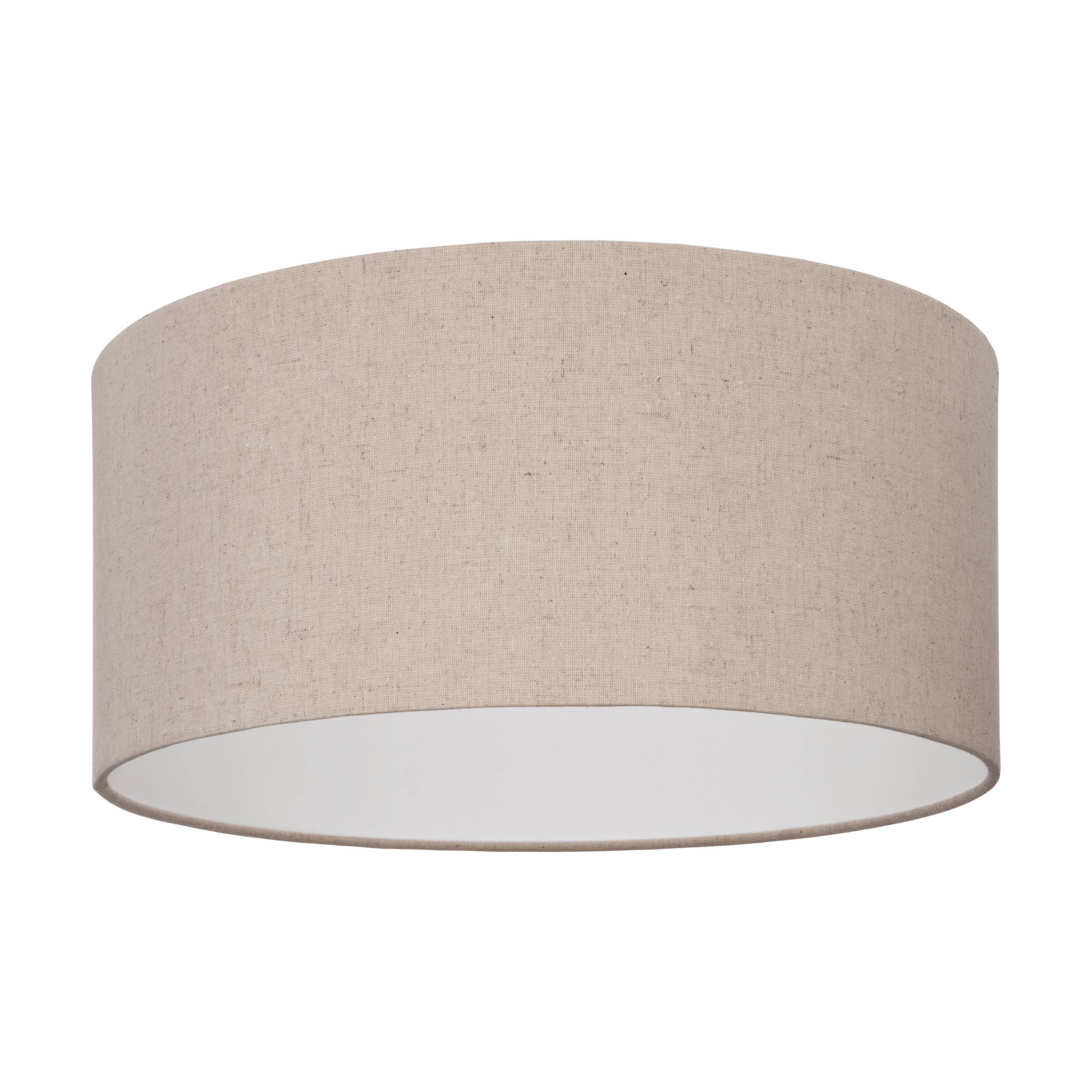 Eglo Ceiling Light Fixture Feniglia, Flush Ceiling Lamp, Round Living Room And Bedroom Lighting, Natural Linen And Black Metal, E27 Socket, ? 19"