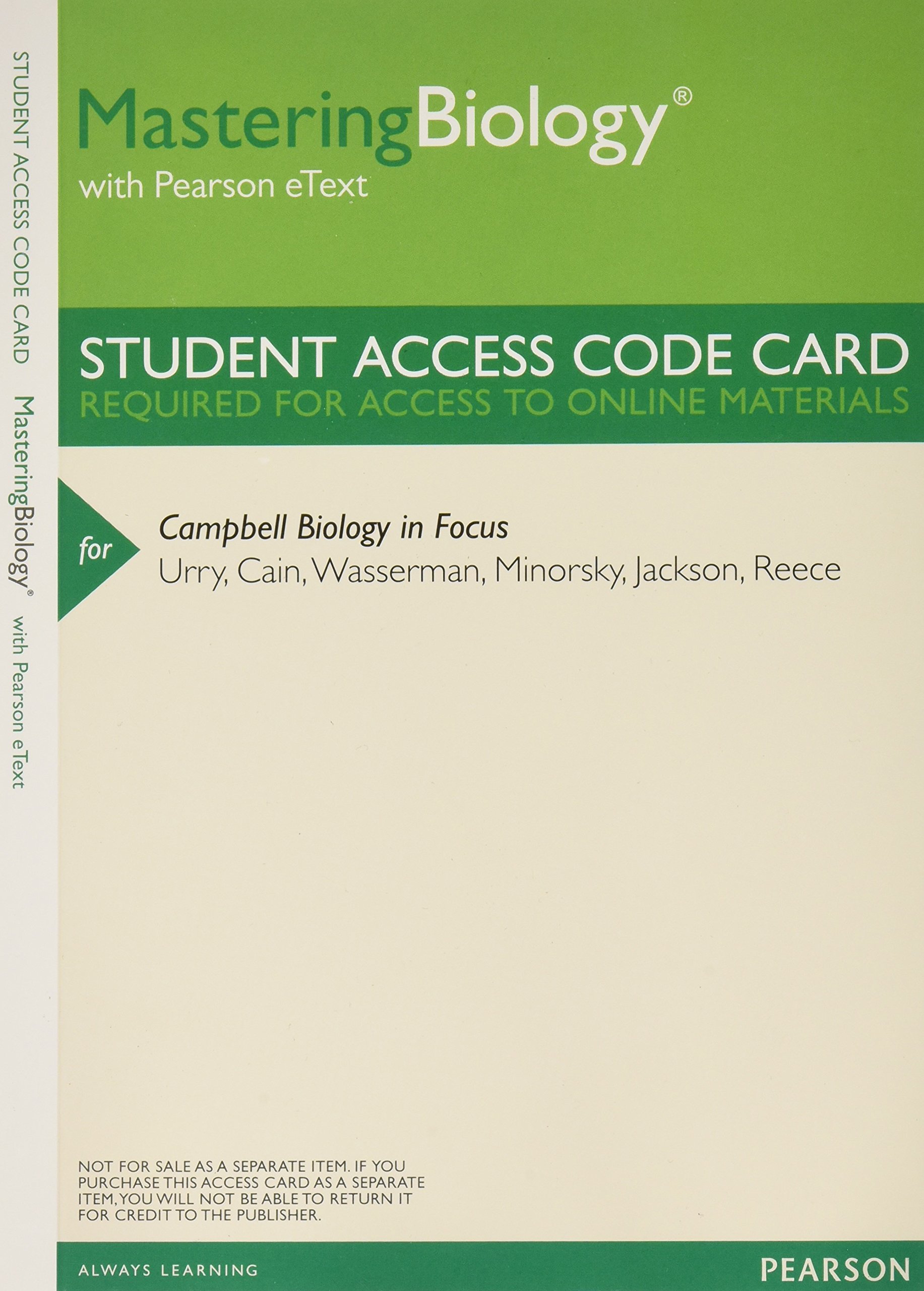 MasteringBiology with Pearson Etext -- Valuepack Access Card -- for Campbell Biology in Focus (ME Component)