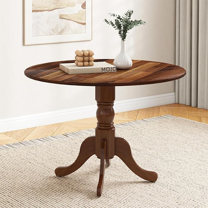 IFANNY Round Dining Table, 40’’ Pedestal Kitchen Table with Round ...