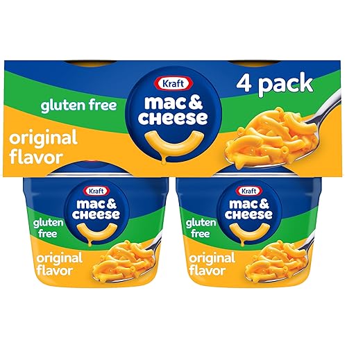 Kraft Cena original de macarrones y queso sin gluten (paquete de 4 unidades, tazas de 1.9 onzas)