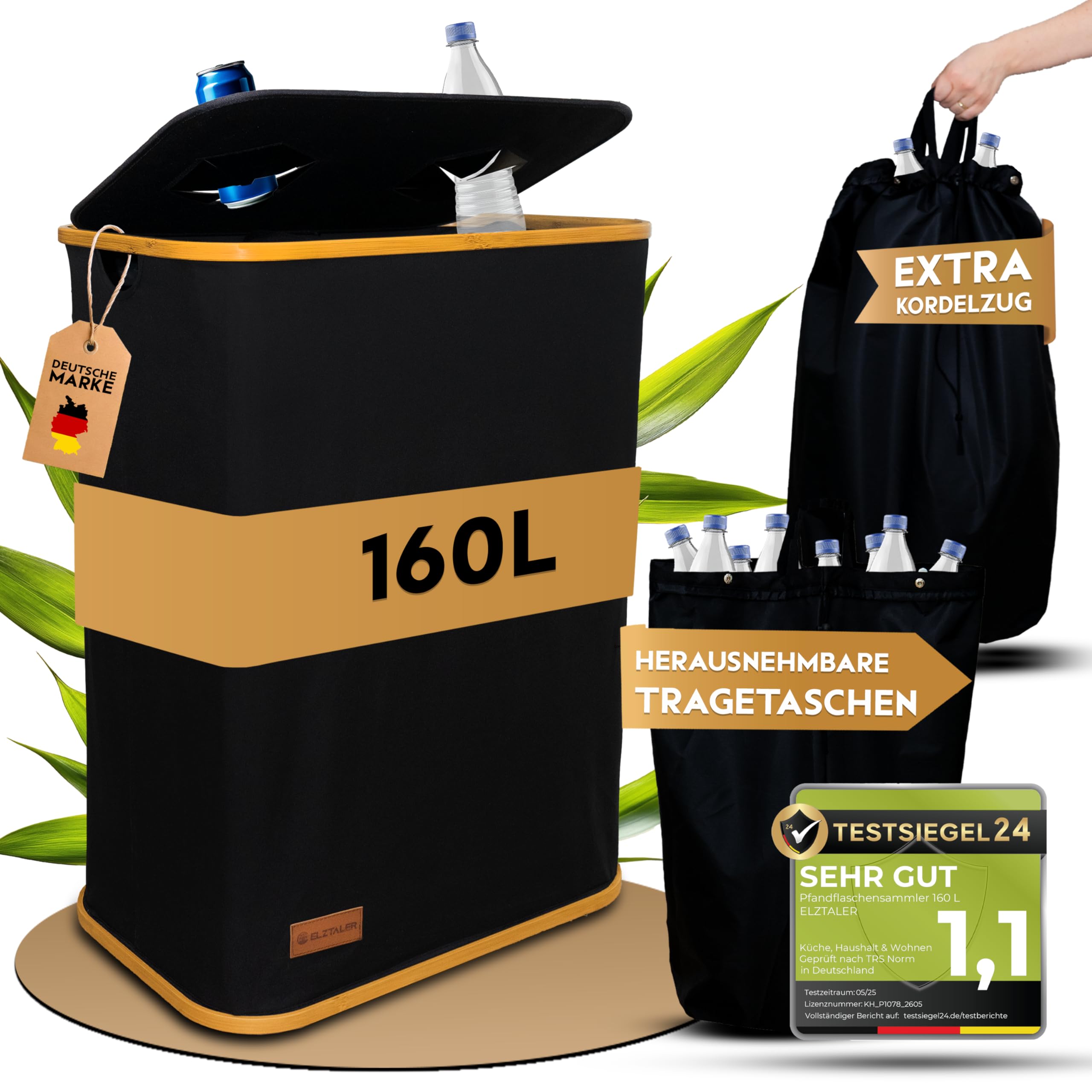 Deposit Bottles Collection Container 2 Compartments XXL 160 L - Empty Collection Container - Deposit Container - Bottle Organiser - Recycled Container-image-12