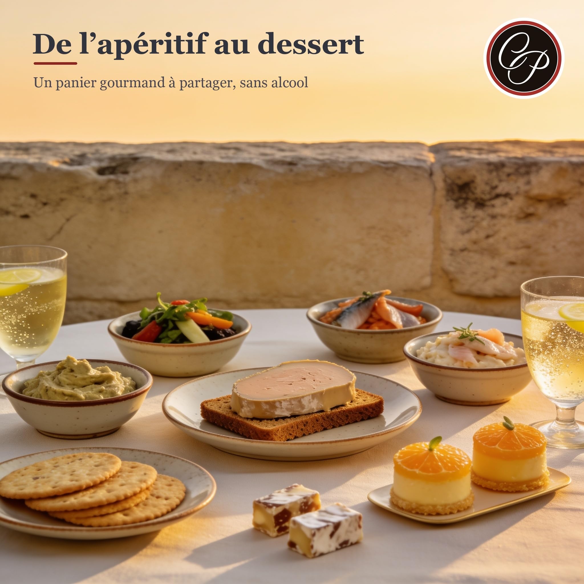 Cellier du Périgord Panier Gourmand L'Instant Gourmet | Coffret 10 spécialités sans alcool du Périgord : foie gras de canard, toastinades, douceurs et pur jus de pomme