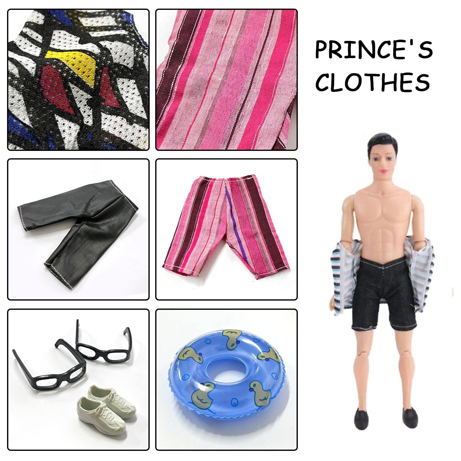 Lot De 30 Vêtements Et Accessoires Pour Poupée Garçon 12 Pouces (30 Cm) - 5 Tenues, 4 Paires Chaussures, Guitare, Skateboard, Lunettes, Etc. - Cadeau Pour Enfant