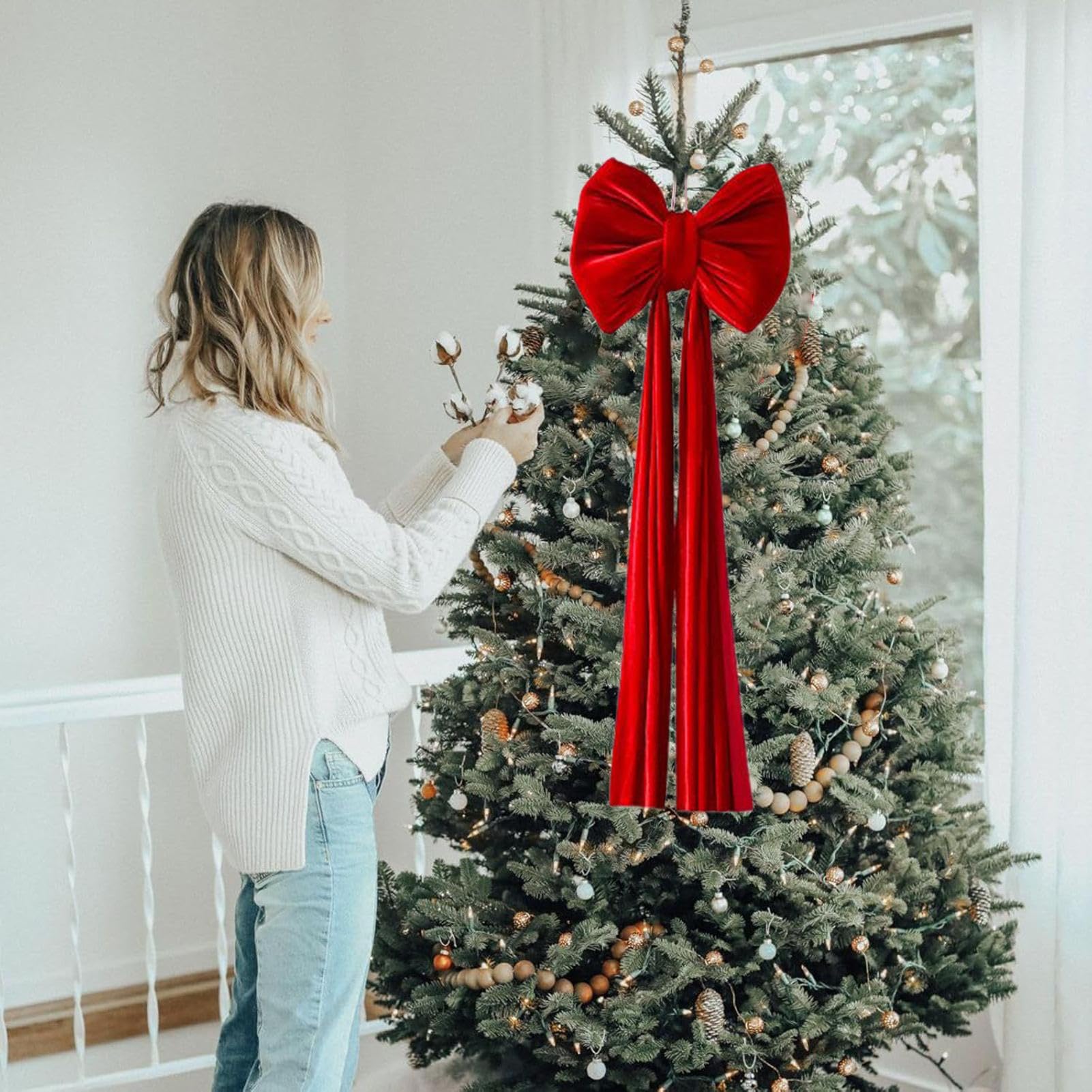 Gran para árbol de Navidad | reutilizable grande - gigante de árbol de Navidad, para puerta de casa interior, fondo de valla de escalera delantera, fin de semana, otoño, día de San
