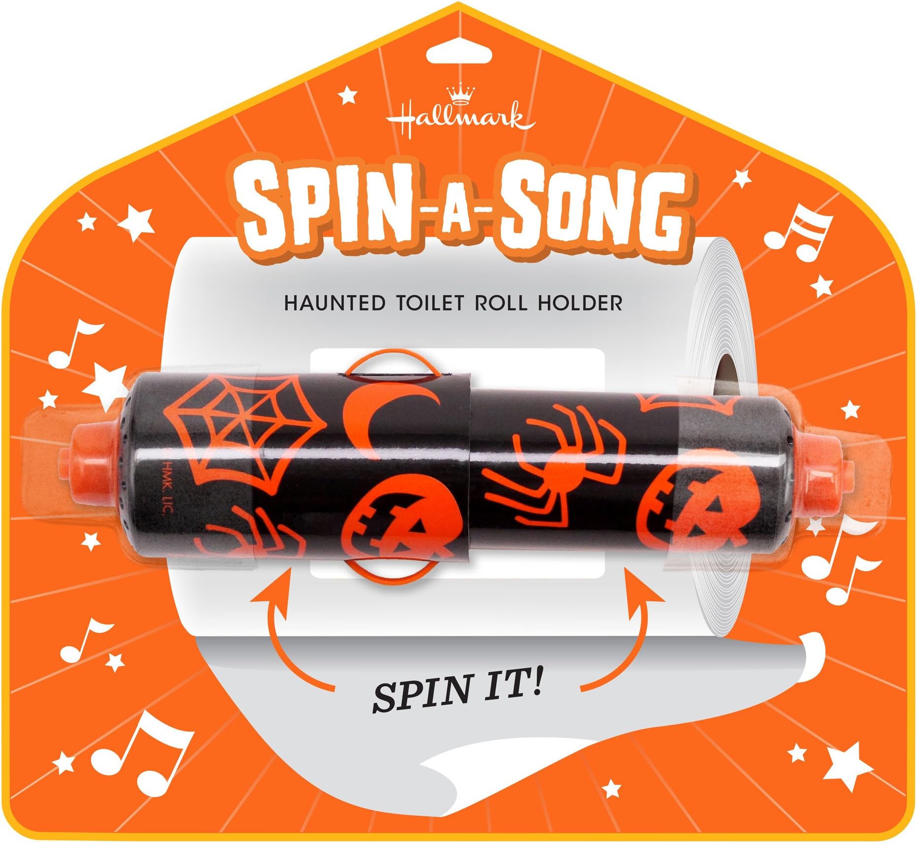Hallmark Spin-A-Song Toilet Paper Roll Holder, Plays a Spooky Song When It Spins, Halloween