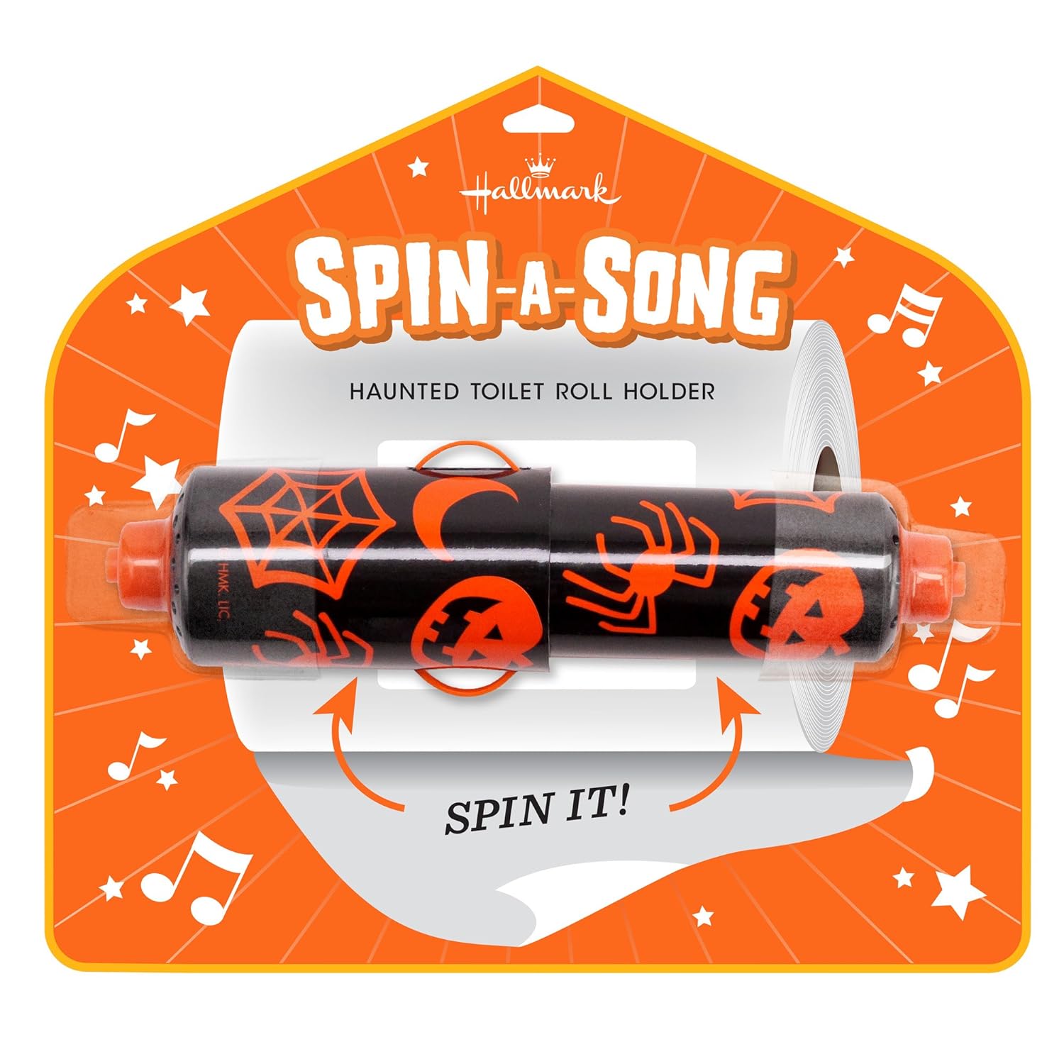 Hallmark SpinASong Toilet Paper Roll Holder, Plays a Spooky Song When