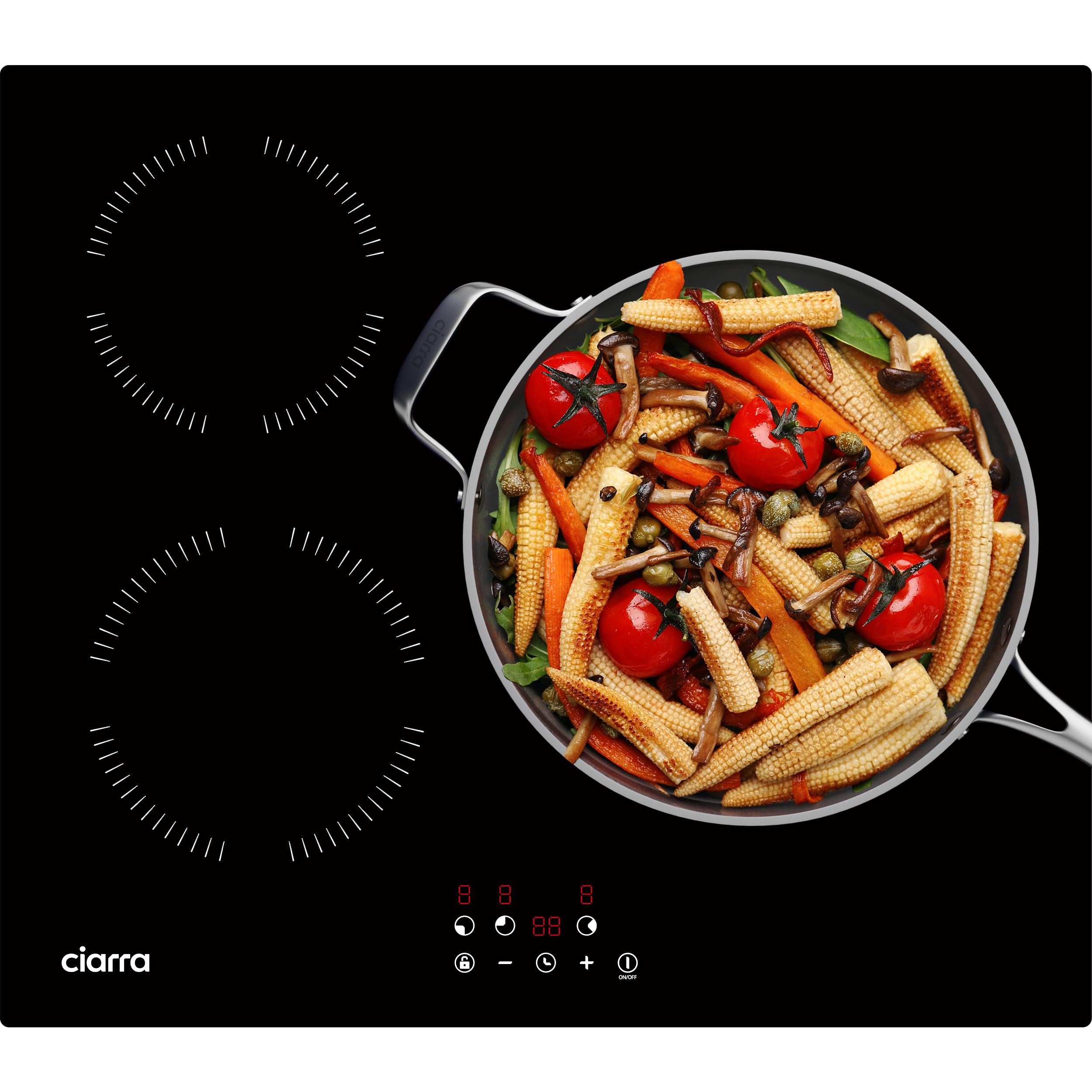 Ciarra CABBIH3-A Plaque Induction 3 Feux 5600W 60CM Verre Contrôle Tactile Minuterie Sécurité Enfant