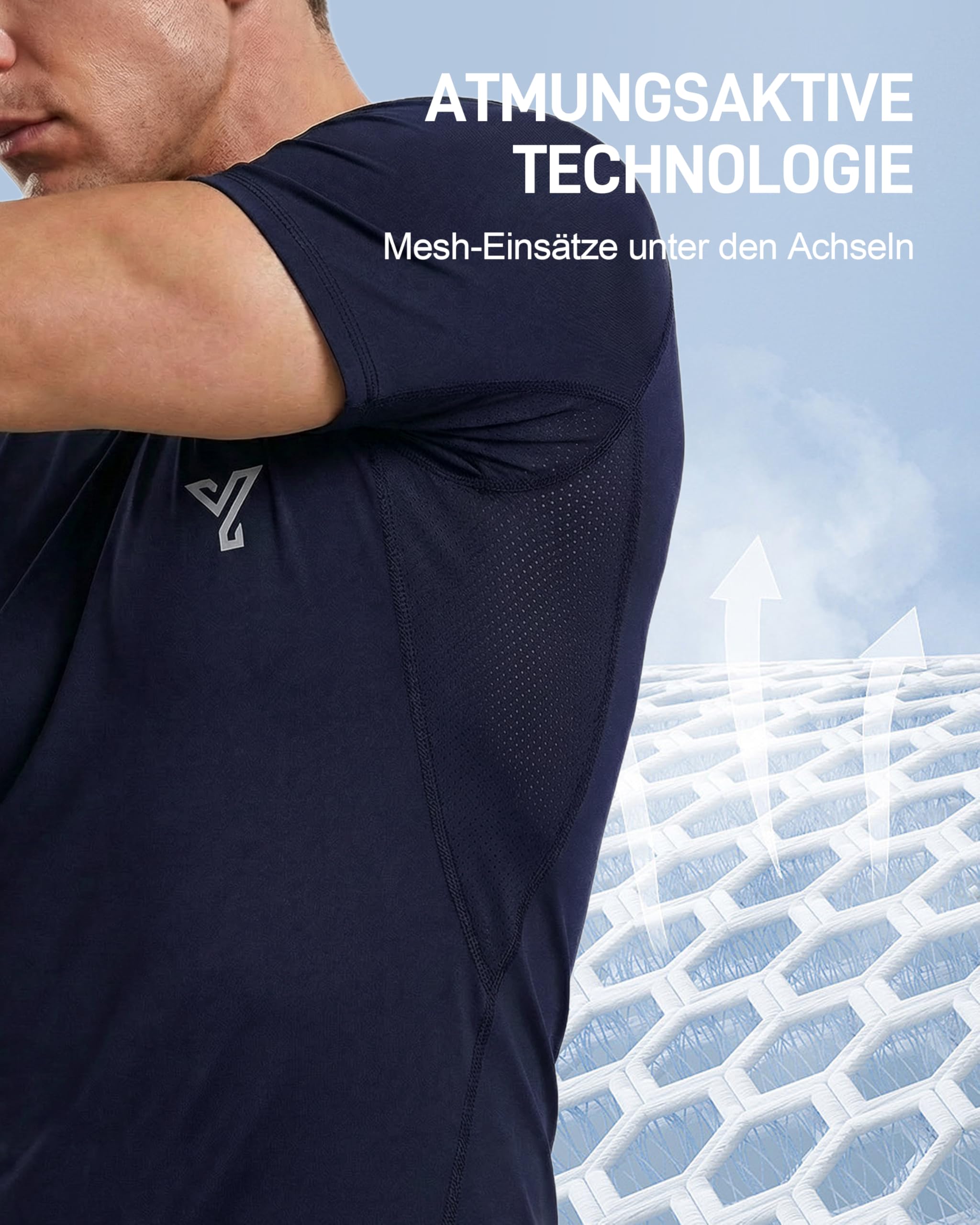 YESWEL Camiseta Compresiva Masculina Pack 5 Unidades, Manga Corta, Tejido Funcional Transpirable, Secado RáPido, Prenda Interior Ligera Ideal para Correr, Entrenamiento Y Gimnasio (M - XL)