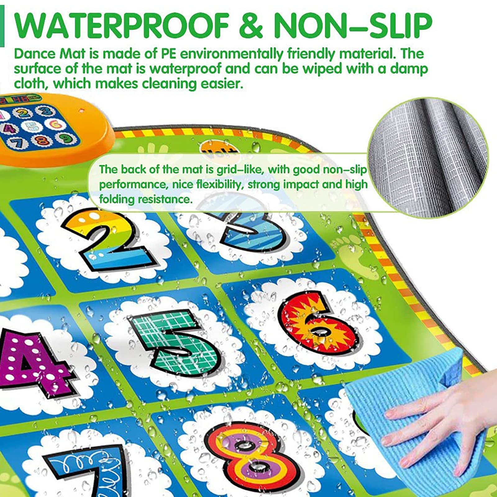 Tappetino da ballo, pad da ballo con musica elettronica con volume regolabile, giochi di ballo con schermo del punteggio a LED, giocattoli educativi precoci, regali di compleanno di Natale per 3-11 an