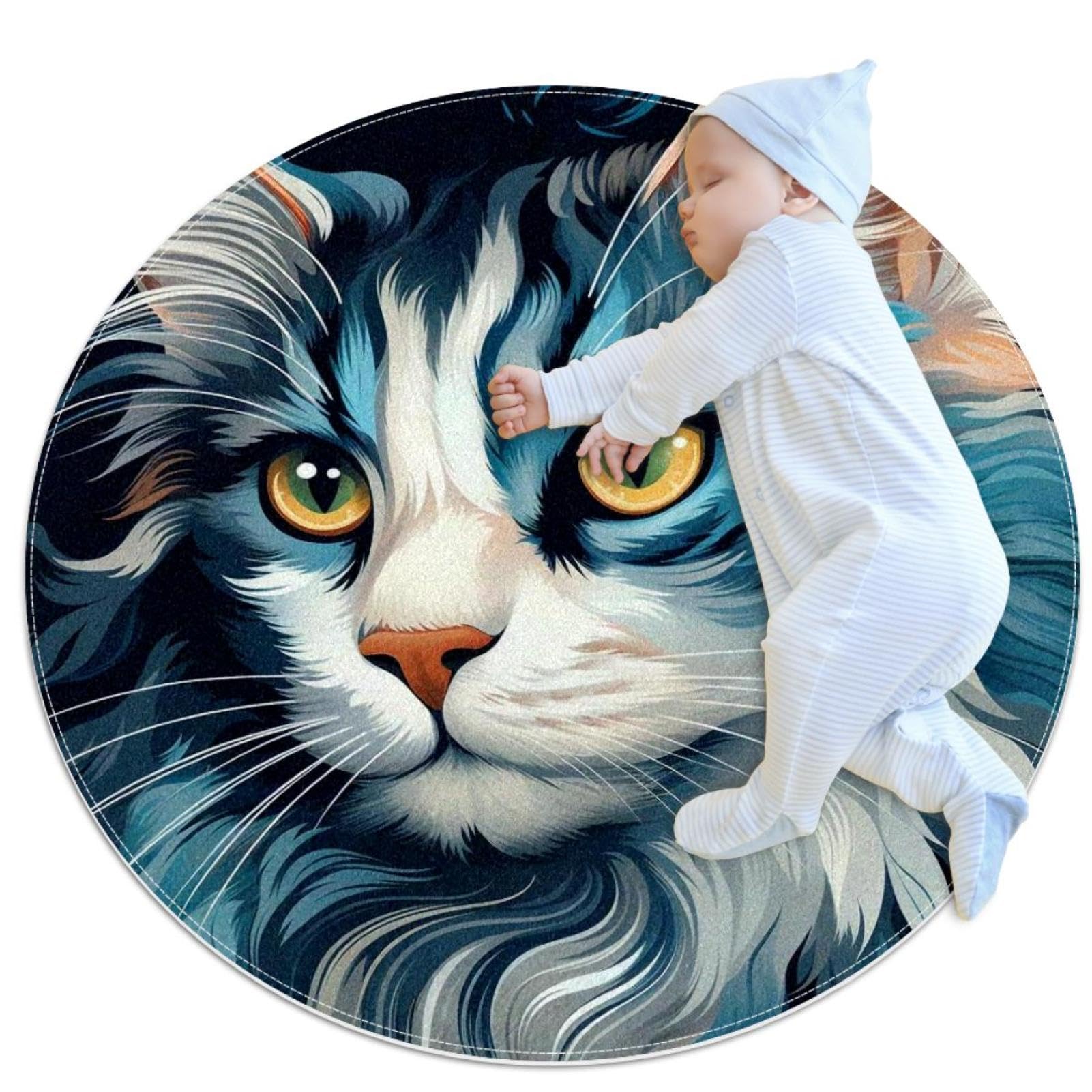 Tapis de salle de bain chat bleu pour adoucir l'ambiance de la chambre d'enfant ou du canapé