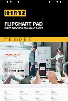 Bi-Office Flipchart Easel Pad, Plain, 20 Sheets - 60 gr/m  Paper, Euro