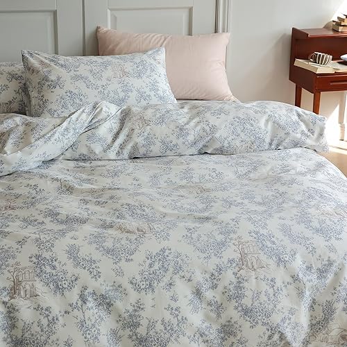 Miniatura 9 de HighBuy Juego de funda de edredón para niñas, tamaño individual XL, juego de ropa de cama de coqueta estética floral blanco y rosa de algodón de