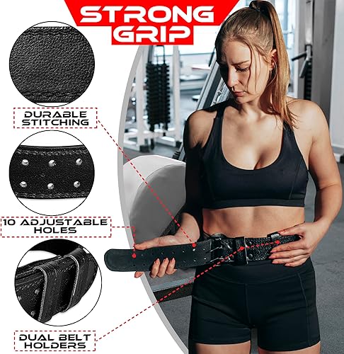 Miniatura 4 de BEAST RAGE Cinturón de levantamiento de pesas para hombres y mujeres, cinturón de gimnasio de cuero para levantamiento de pesas, soporte acolchado