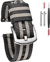 Vista 10 de torbollo Correas de reloj de liberación rápida, correa de reloj dura de 0.709 in para muñeca grande, correa de nailon de calidad y hebilla cepillada