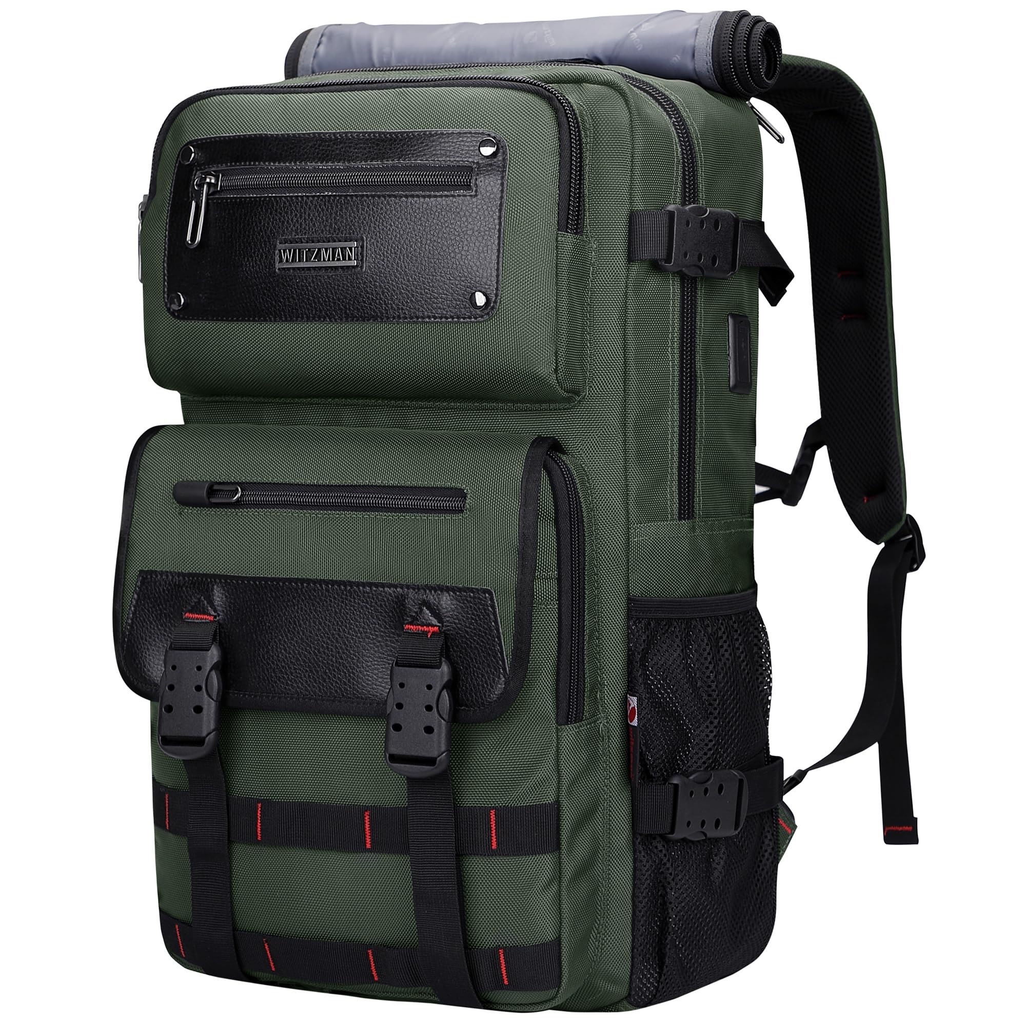 WITZMAN Reiserucksack Herren Nylon USB für 17 Zoll Laptop | Handgepäck-Design, Großer Stauraum, Praktische Organisation und Komfortables Tragen für Reisen, Arbeit, Alltag, B685 Grün