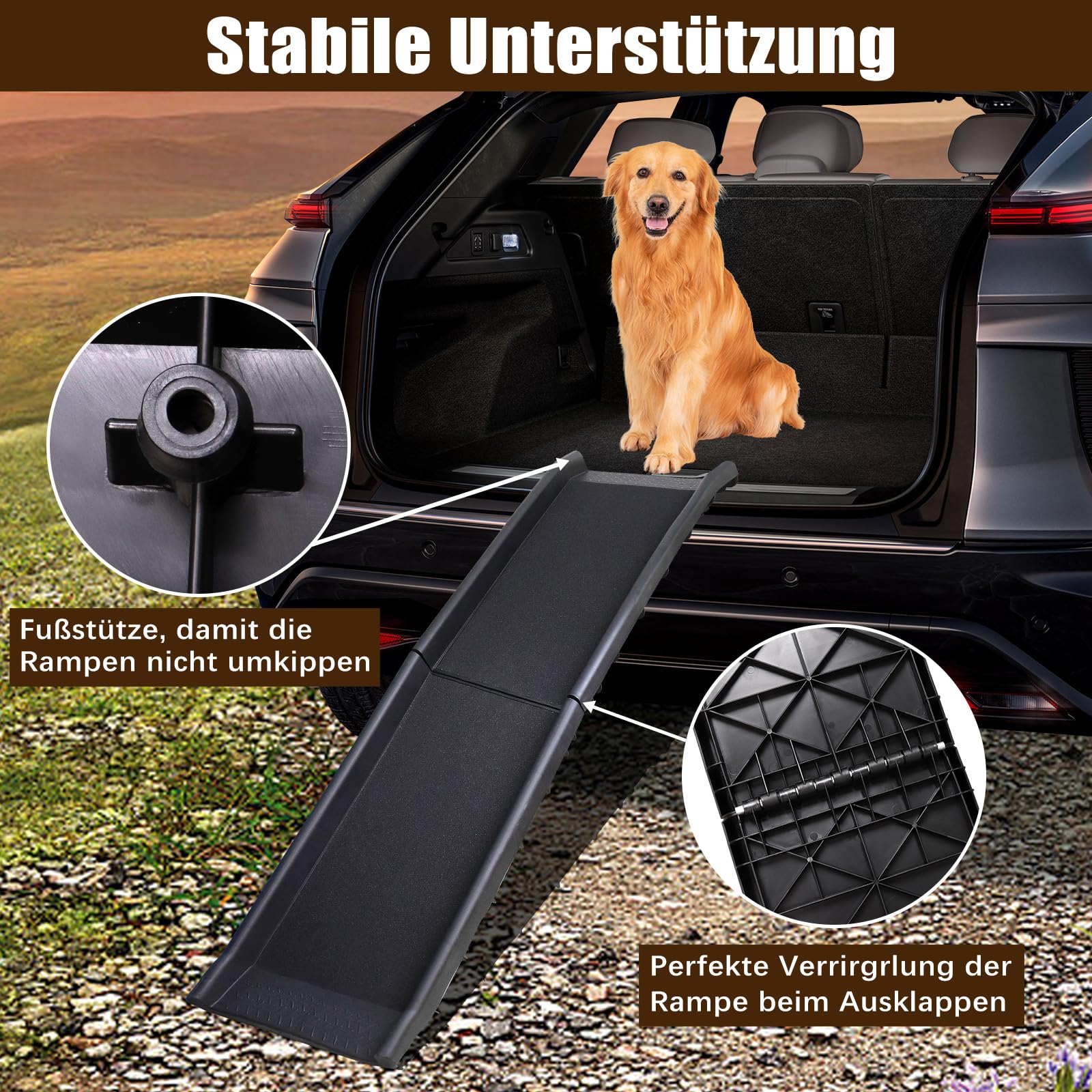 Amerbm Hunderampe klappbar Hundetreppe Hundeautorampe Auto Kofferraumrampe  fr Haustiere Einstiegshilfe fr Kofferraum, leicht Stabil, rutschfest  Hunde-Treppe, Schwarz: Amazon.de: Haustier