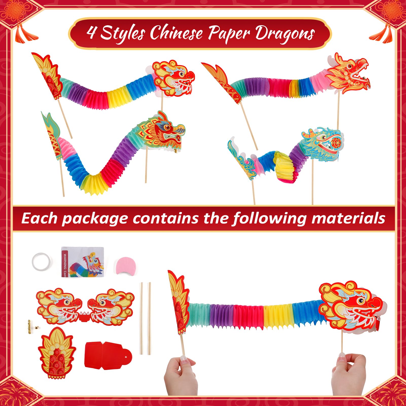 Chinese New Year DIY Paper Dragon Decorations For Children Chinese New ...