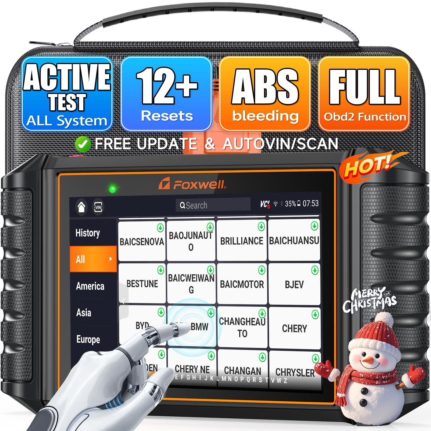 FOXWELL OBD2 Scanner Diagnostic Tool NT726, All System Bidirectional Scan Tool, Code Reader for Cars and Trucks with 12 Resets, ABS Bleeding/Oil/EPB/SAS/D-PF/TPMS/Injector Coding/Throttle/BMS..., FCA