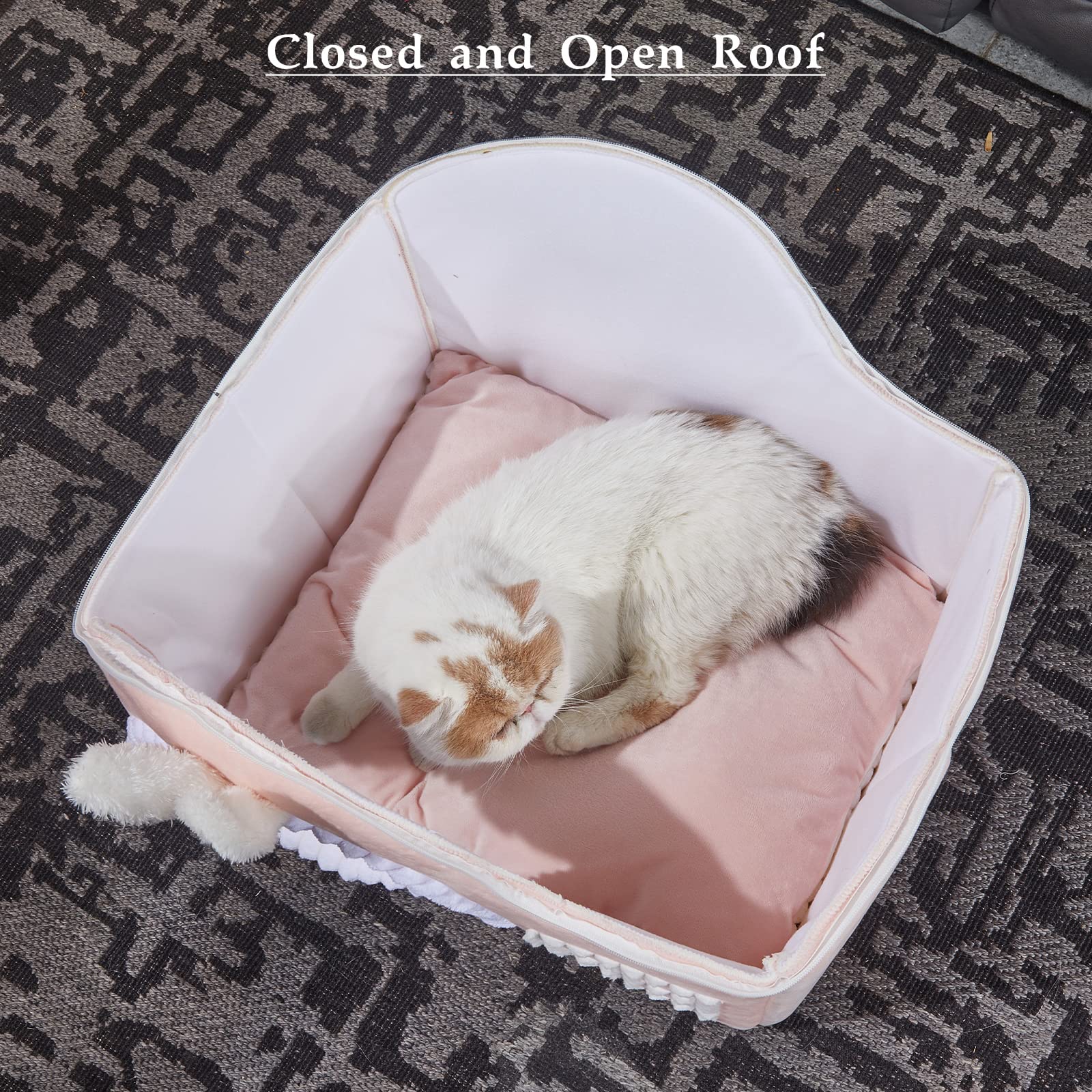 Jiupety casa per gatti gatti,camino casa del gatto per i gatti interni,casa dell'animale domestico per 1,4-6,8 kg gatto e cani,pieghevole con rimovibile antiscivolo Grande spazio Cartoni Animati