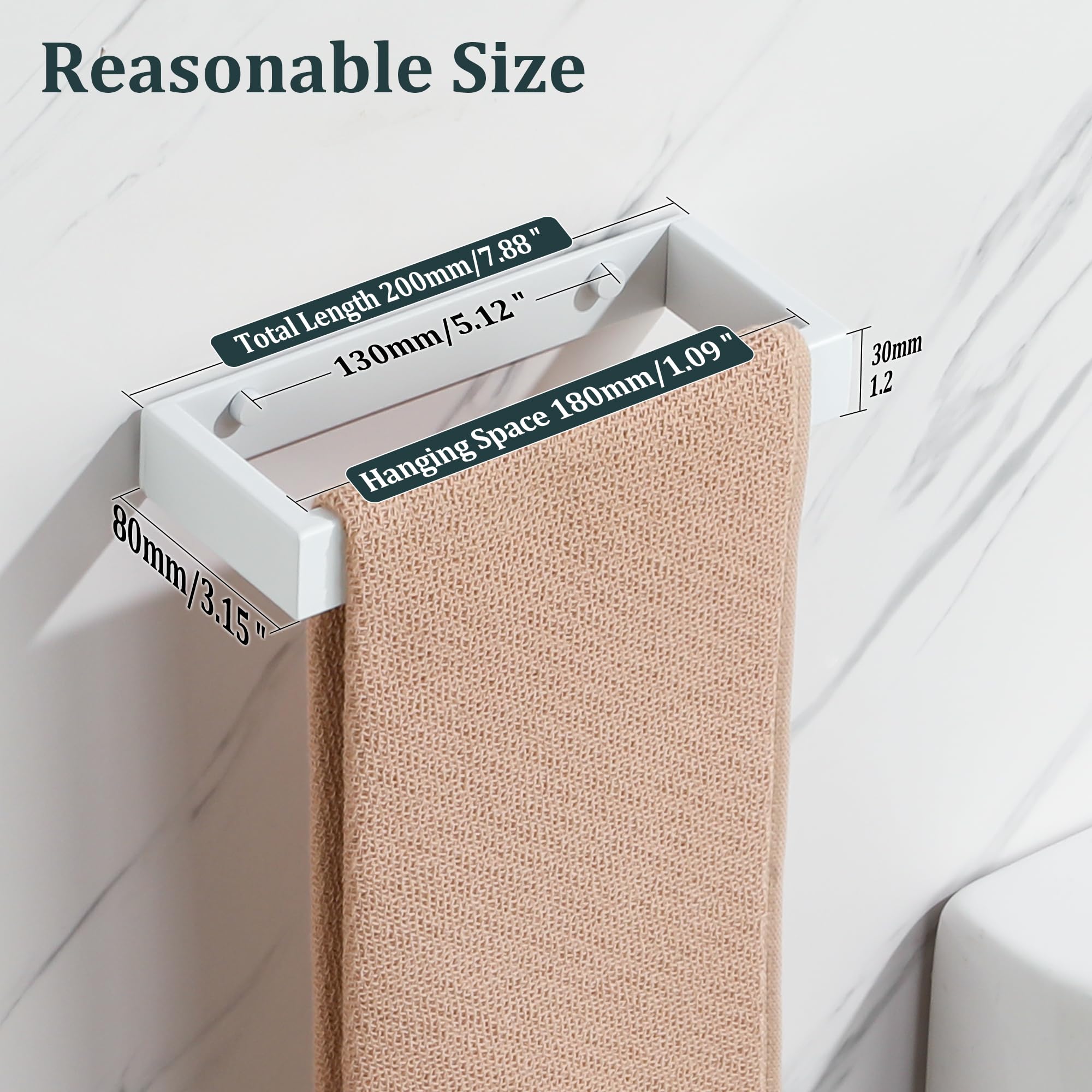 SAYAYO Porta Asciugamani Bagno Bianco Porta Asciugamano Autoadesivo Porta Salviette da Parete 20CM Anello Portasciugamani Bidet Per Bagno Cucina, in Acciaio Inox