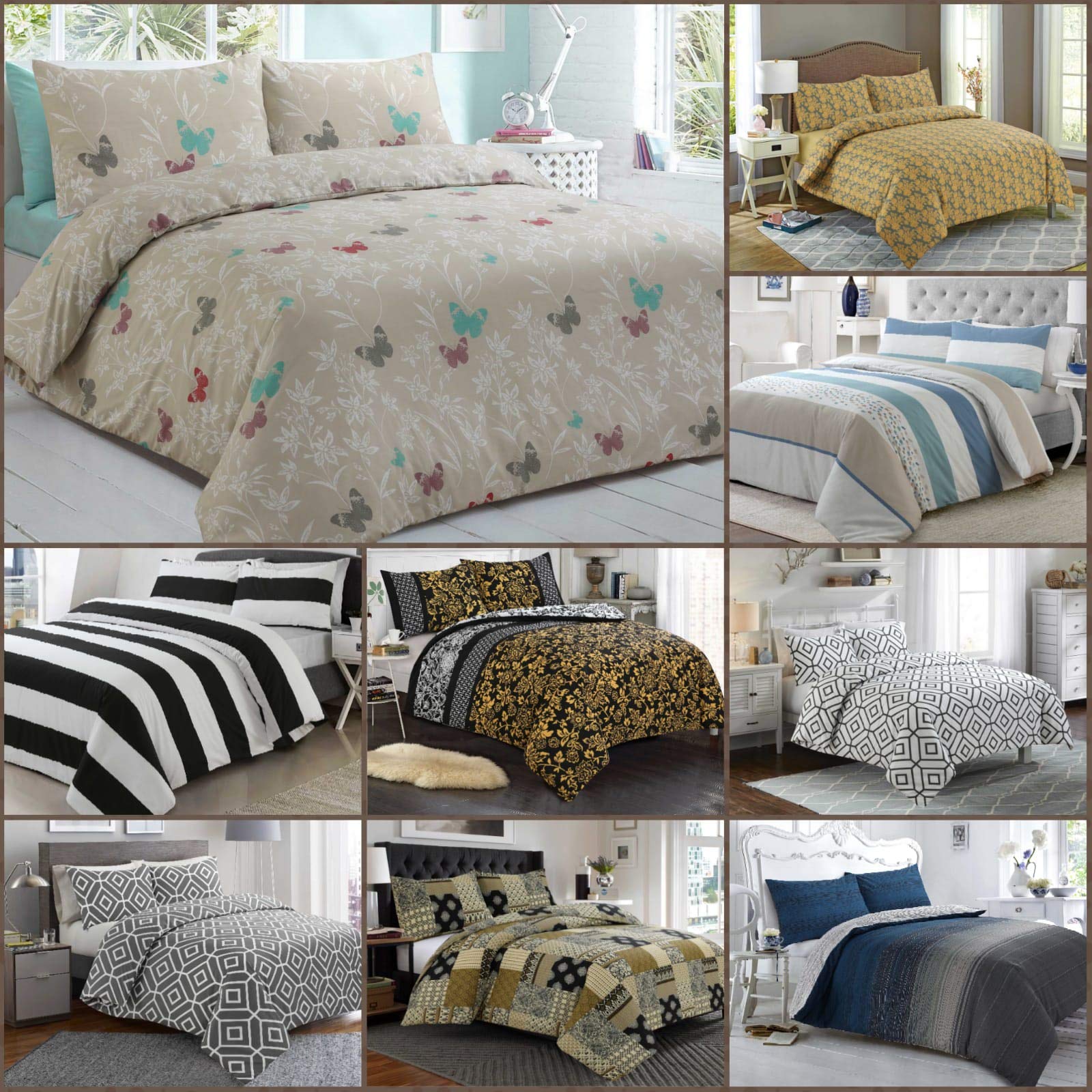 GMTEXTILES 100% Cotton LUXURY Duvet Cover with Pillow Cases (Floral & Butterfly, Single 135 x 200 cm) — image 1