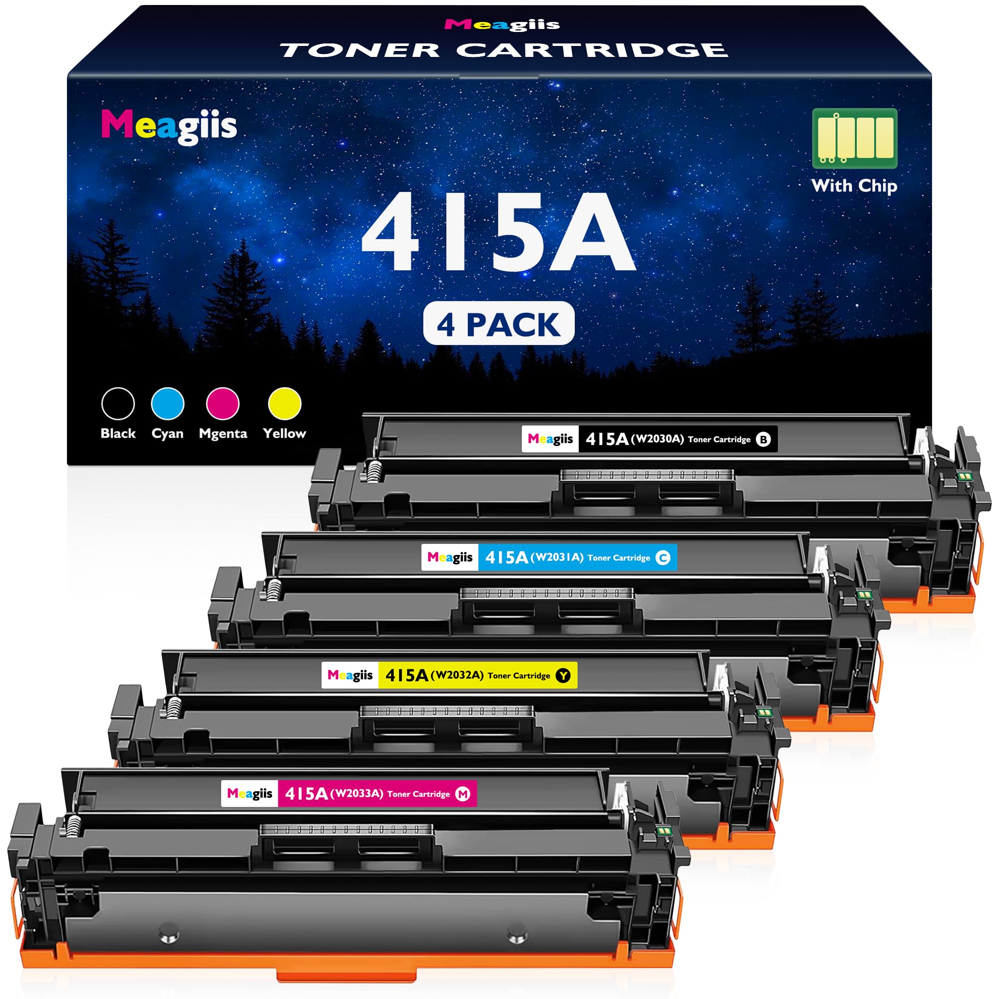 415A Toner Compatibili con HP 415A 415X Toner (Con Chip, 4 Pezzi) | Compatibili con HP Color LaserJet Pro M454dn M454dw M479fdw M479fnw M479fdn M479dw Enterprise M455dn M480f; Con Smart Chip