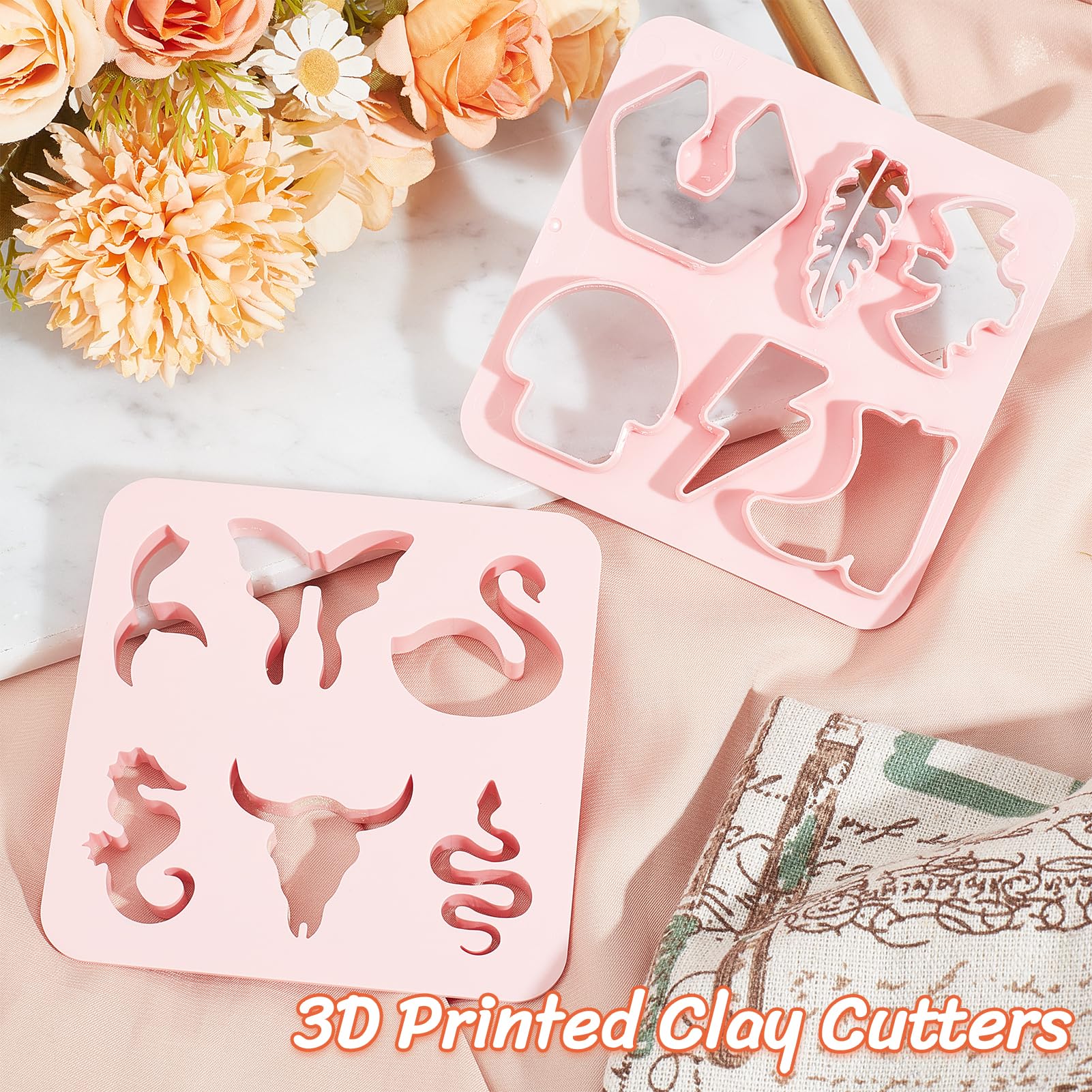NICENEEDED Animal Theme Polymer Clay Earring Making Kit, 12 Shapes, Snake, Butterfly, Mushroom, DIY Craft - Image 2