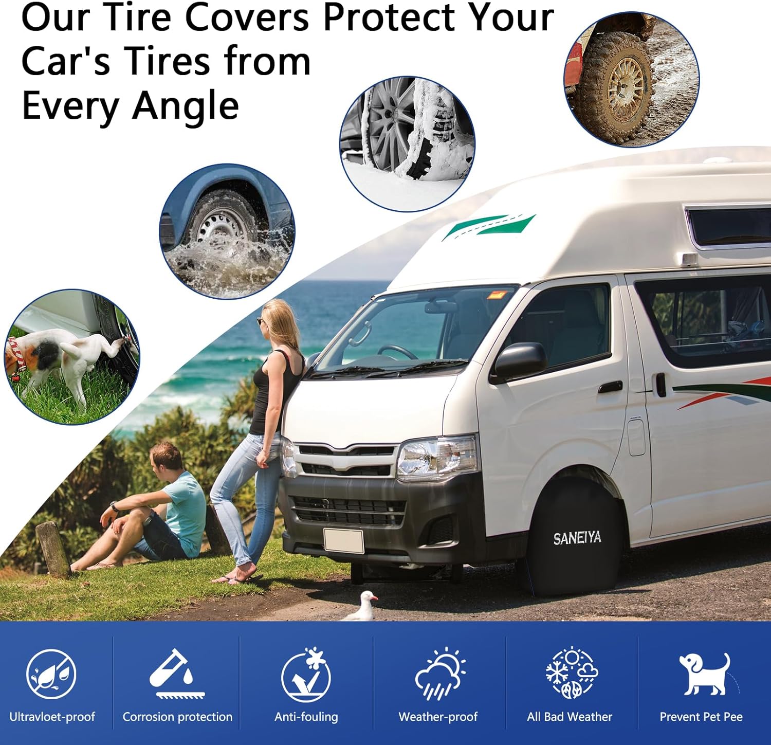 RVタイヤカバー - 600Dハードホイールカバープロテクター 30~32インチ (76~81cm) ホイール用 - RV、トレーラ