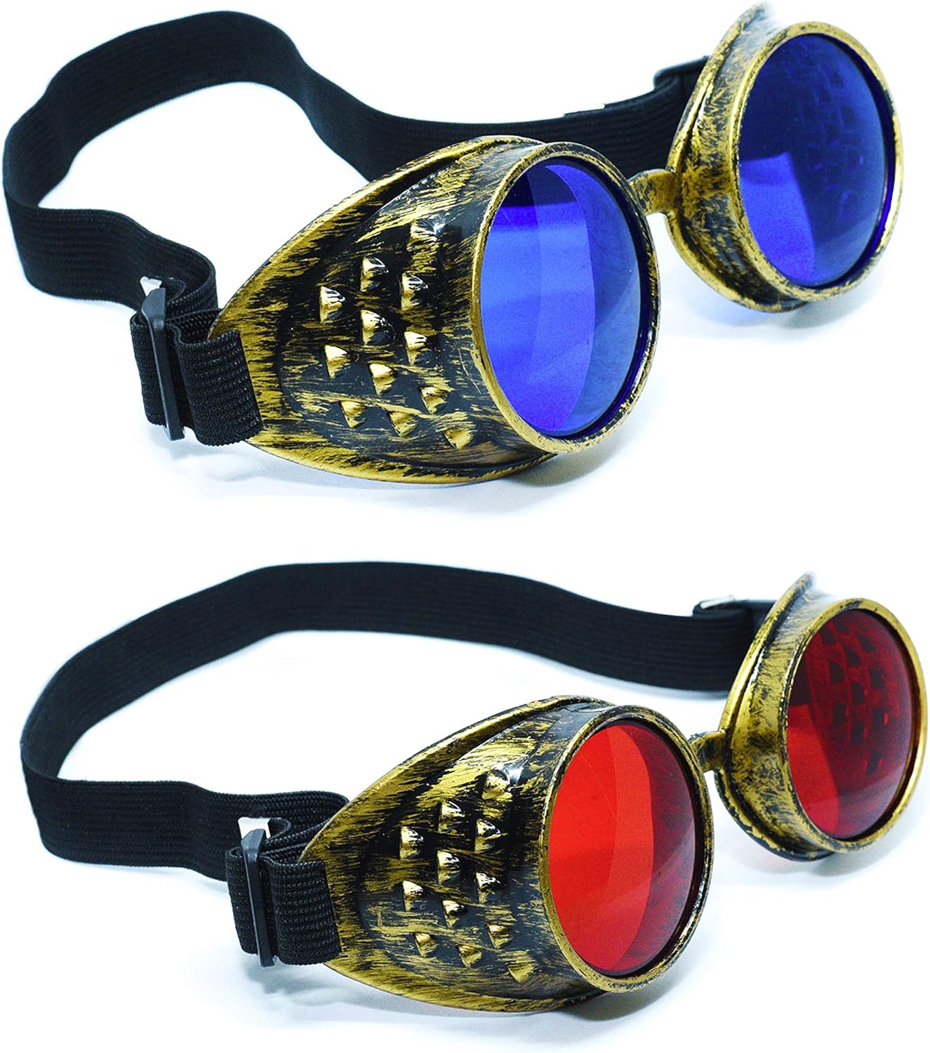 Kaleidoscope Steampunk Goggles - 2 pk - Cosplay Rave Glasses for Women, Men & Kids : Clothing, Shoes & Jewelry