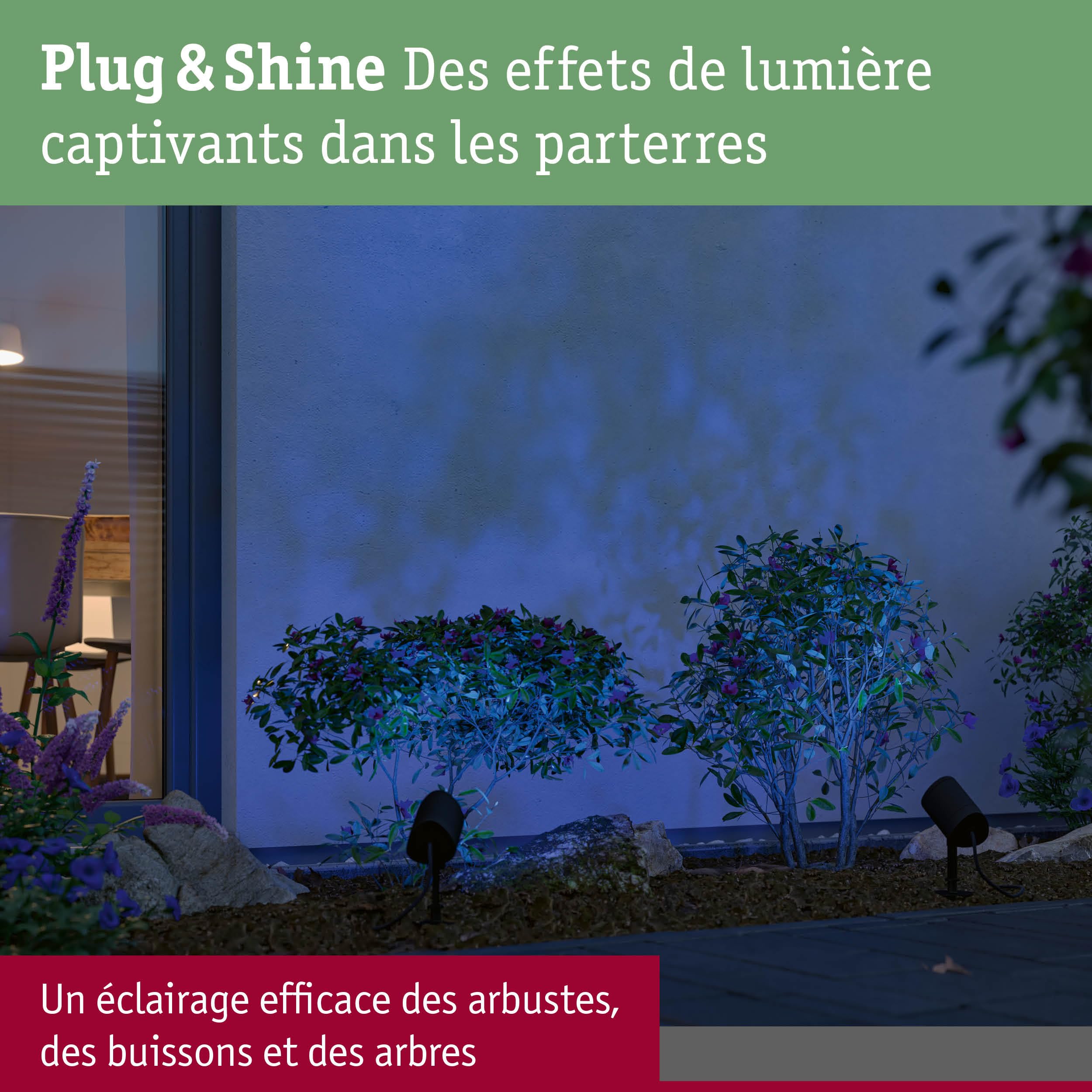 Paulmann 94849 Plug & Shine Projecteur de jardin LED Shira Smart Home Zigbee 6,5W 250lm gradable 455 mm Anthracite aluminium RGBW+