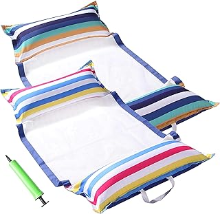 FindUWill Fabric Pool Hammock Floats, XL, 2Pack Inflatable Water Hammocks Floaties 4-in-1 (Saddle, Lounge Chair, Hammock, Drifter), Pool Float Lounger for Adults