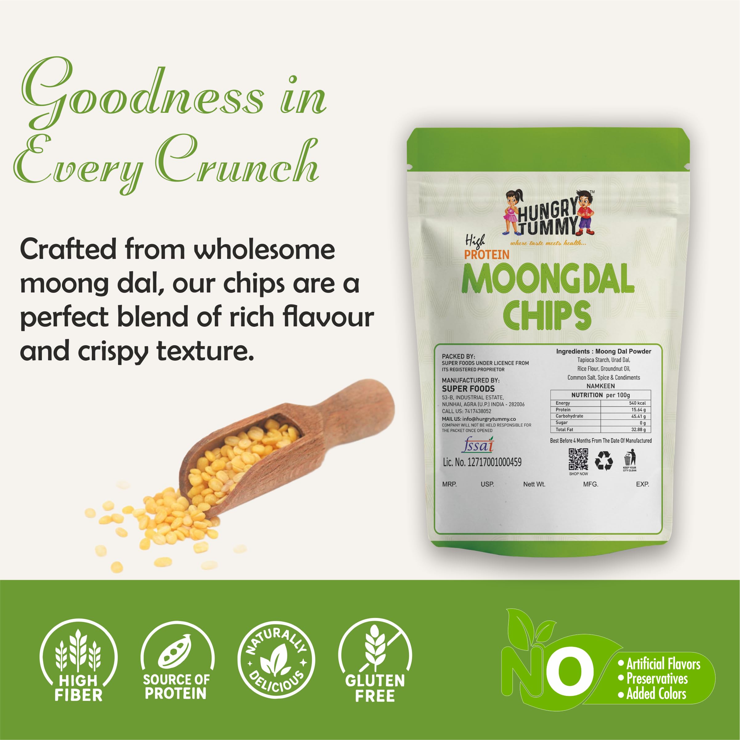 Hungry Tummy Healthy Chips Combo – Moong Chips & Oats Chips | High Protein & High Fiber Snack | Guilt-Free Snacking | Cooked in Groundnut Oil | No Artificial Flavours or Preservatives | Crispy & Tasty | Vegan | 100g Each 2