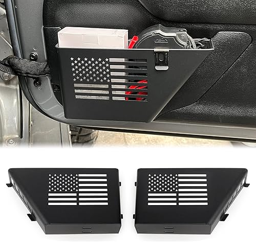 Bandeja organizadora de puerta trasera, caja de almacenamiento para puerta, organizador lateral de puerta con estilo de bandera de EE. UU. para Jeep